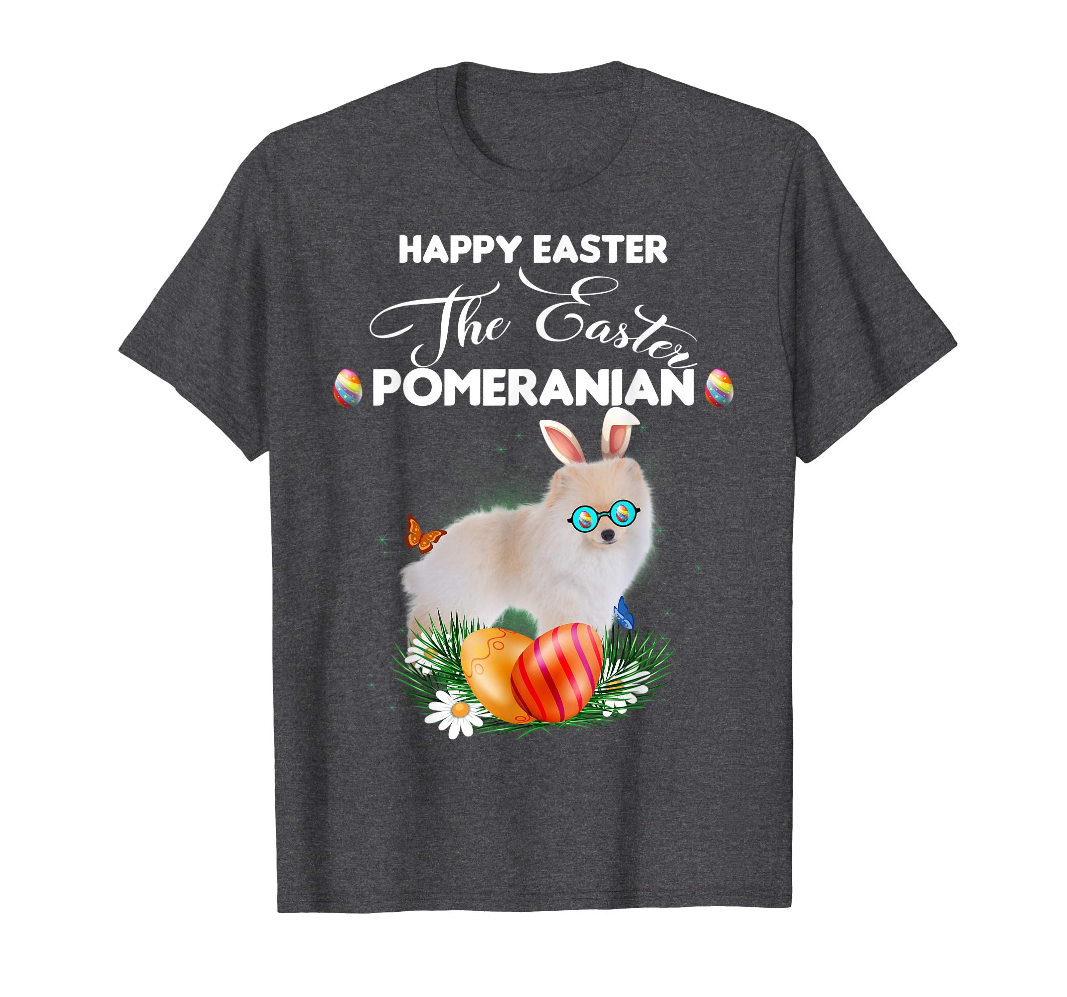 Pomeranian Dog Sunglass Bunny Happy Easter Day Tshirt