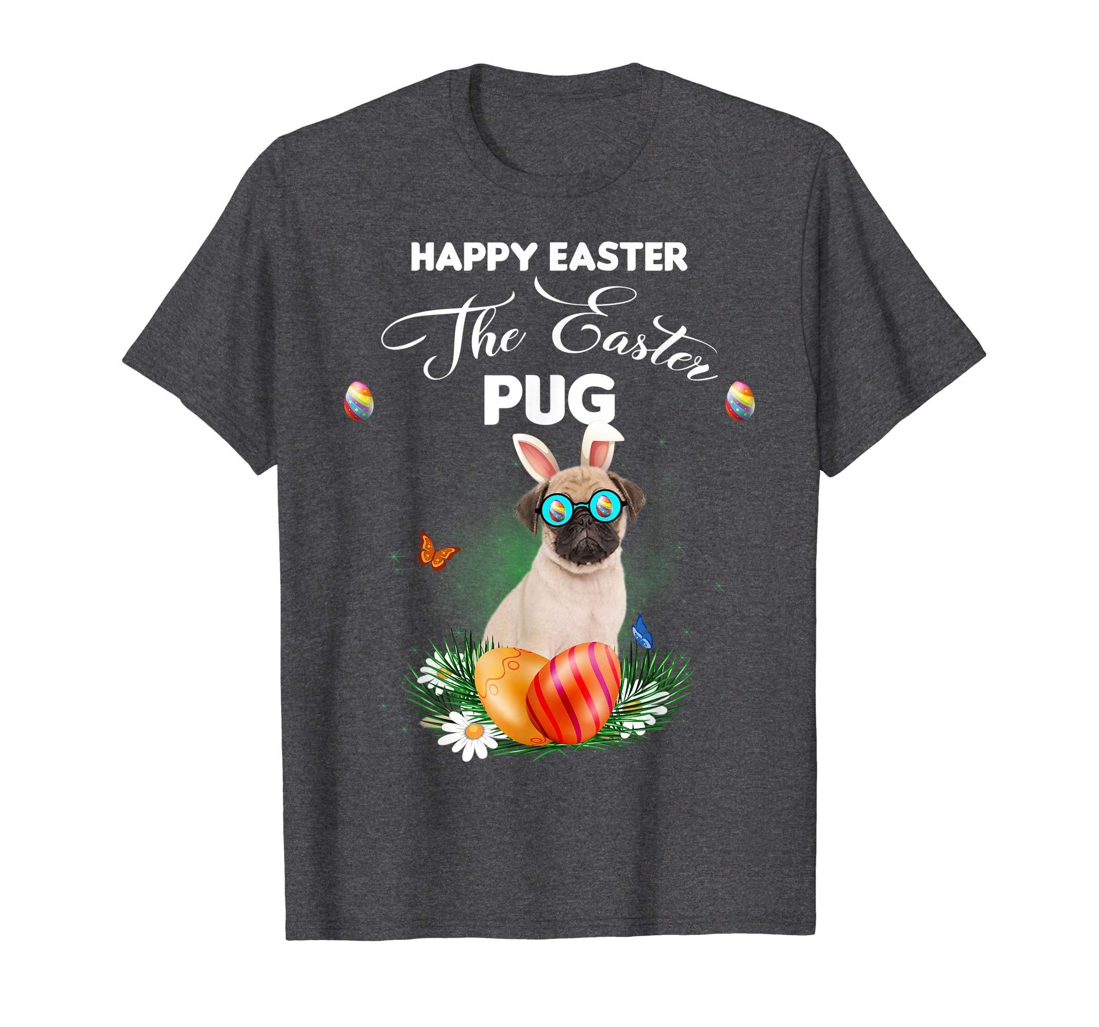 Pug Dog Sunglass Bunny Happy Easter Day Tshirt