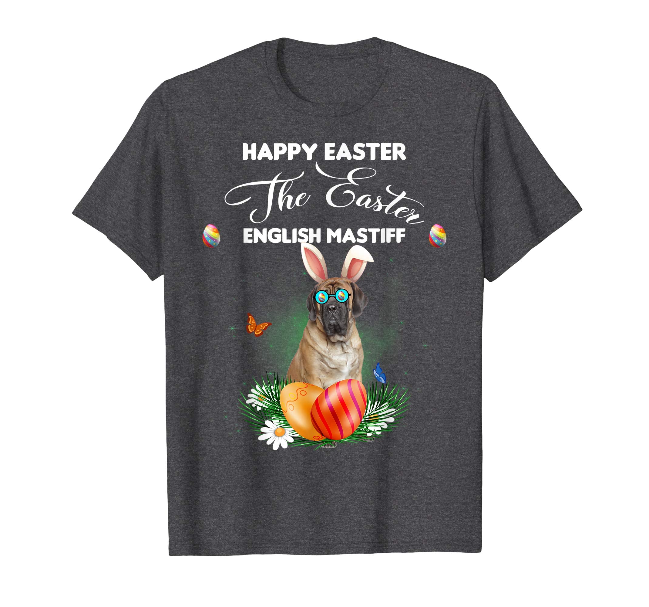 English Mastiff Dog Sunglass Bunny Happy Easter Day Tshirt