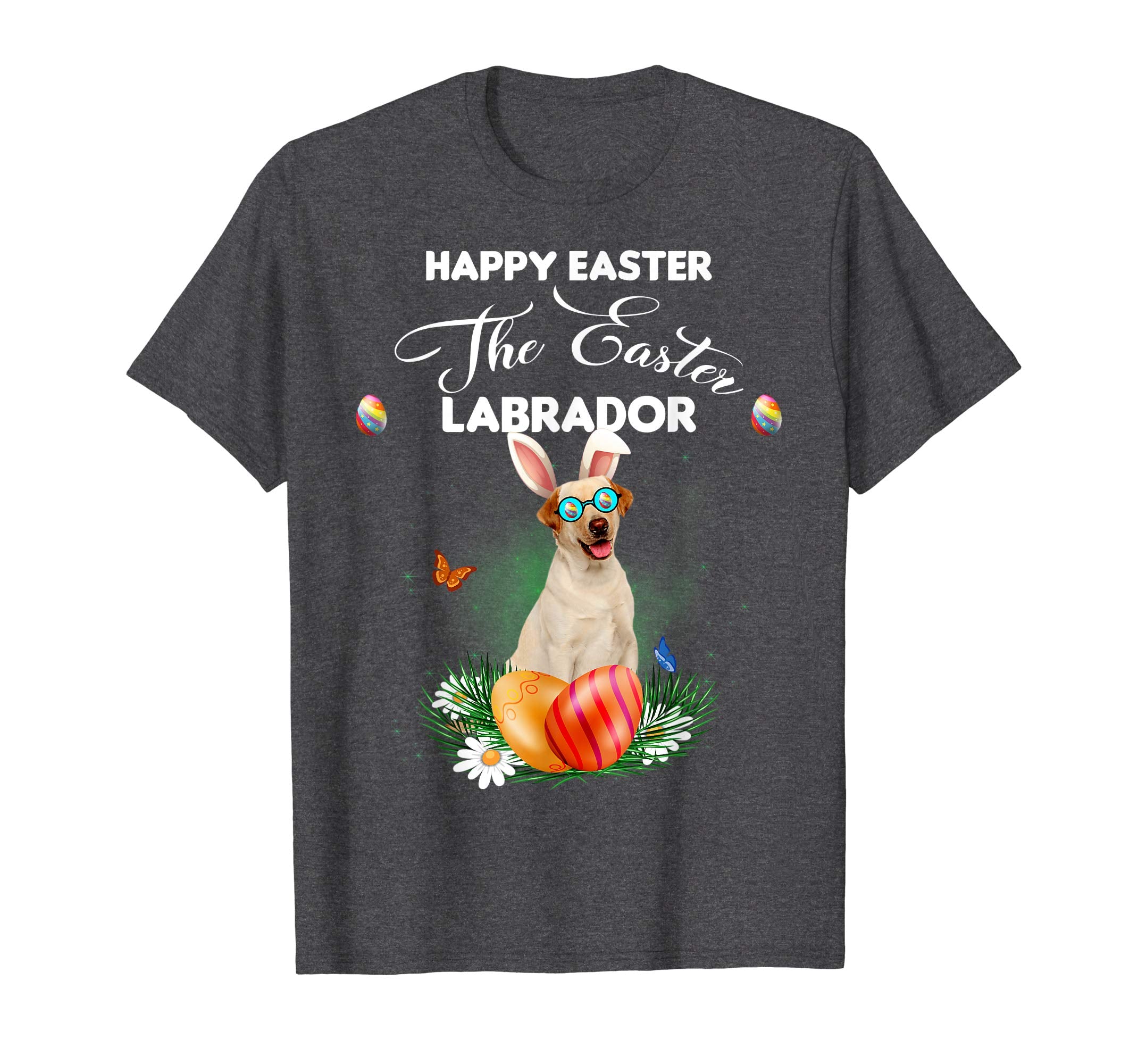 Labrador Dog Sunglass Bunny Happy Easter Day Tshirt