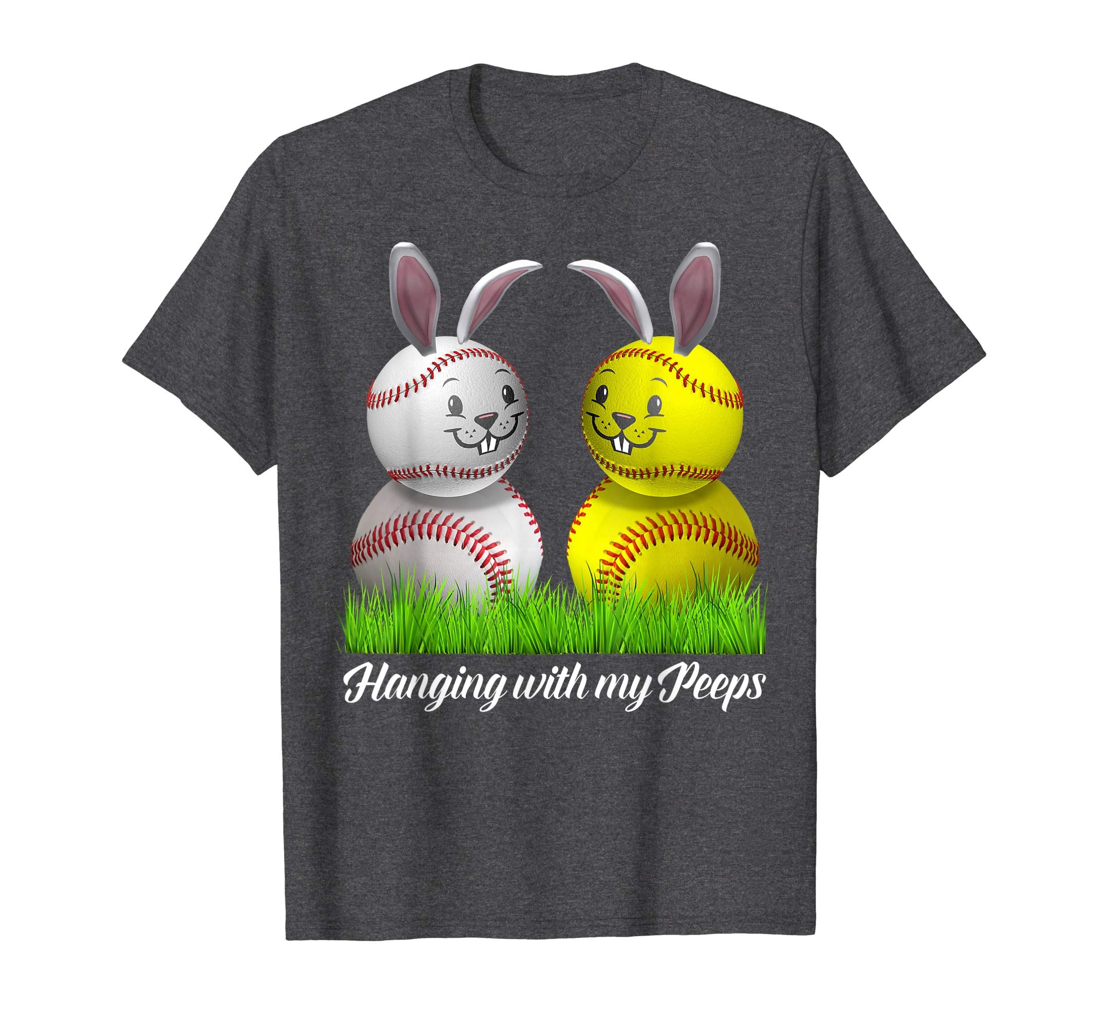 Hanging With My Peeps Funny Bunny Easter Softball Shirt
