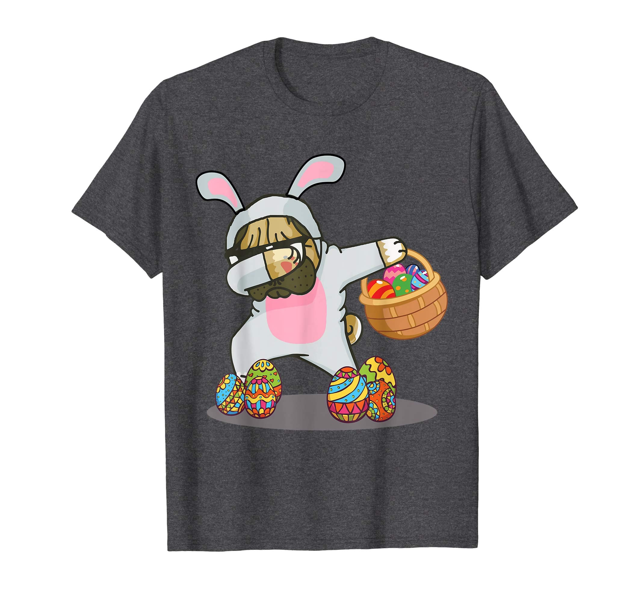 Cute Dabbing Pug Easter Bunny Egg Basket T-Shirt Gifts