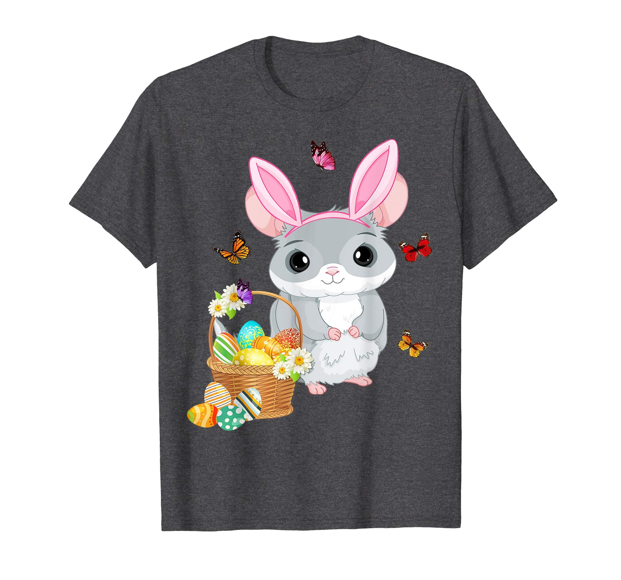Chinchilla Bunny Hat Rabbit Easter Eggs Shirt Happy Ea