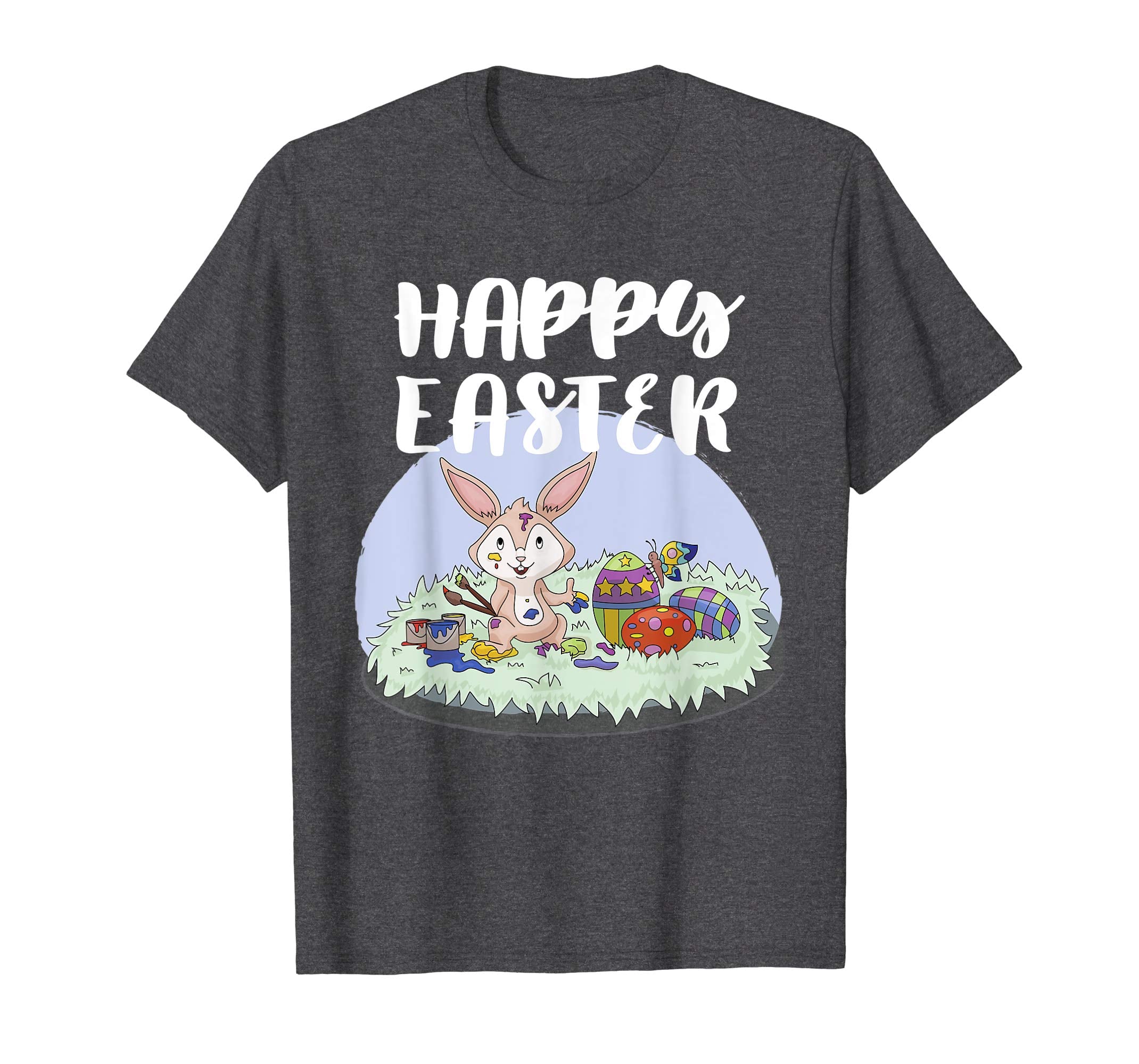 Happy Easter Bunny Tee Shirt Painting With Easter Eggs Tee