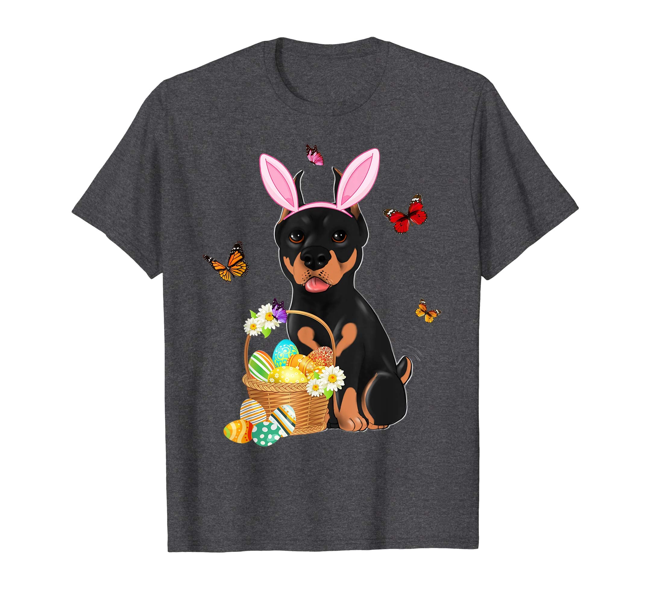 Doberman Bunny Hat Rabbit Easter Eggs Shirt Happy Ea