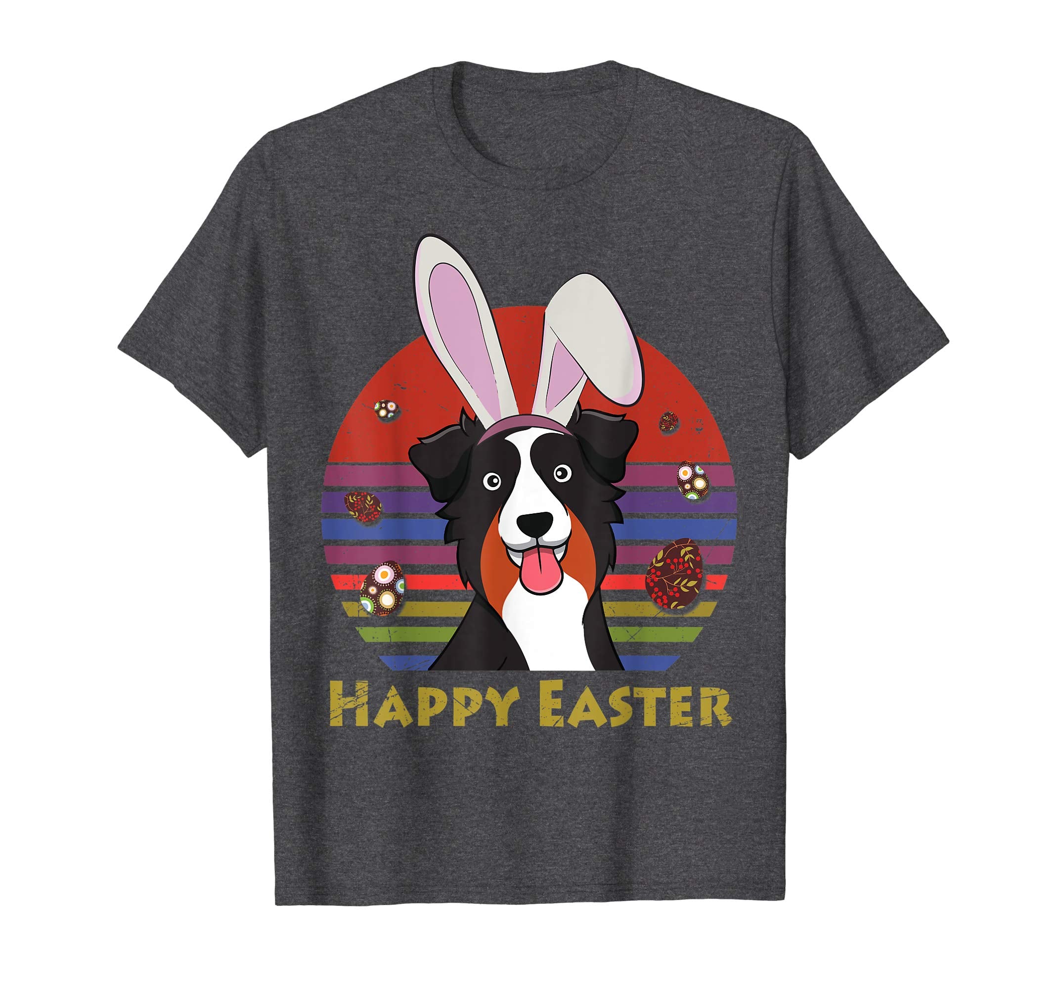 Australian Shepherd With Bunny Headband Happy Easter Tshirt