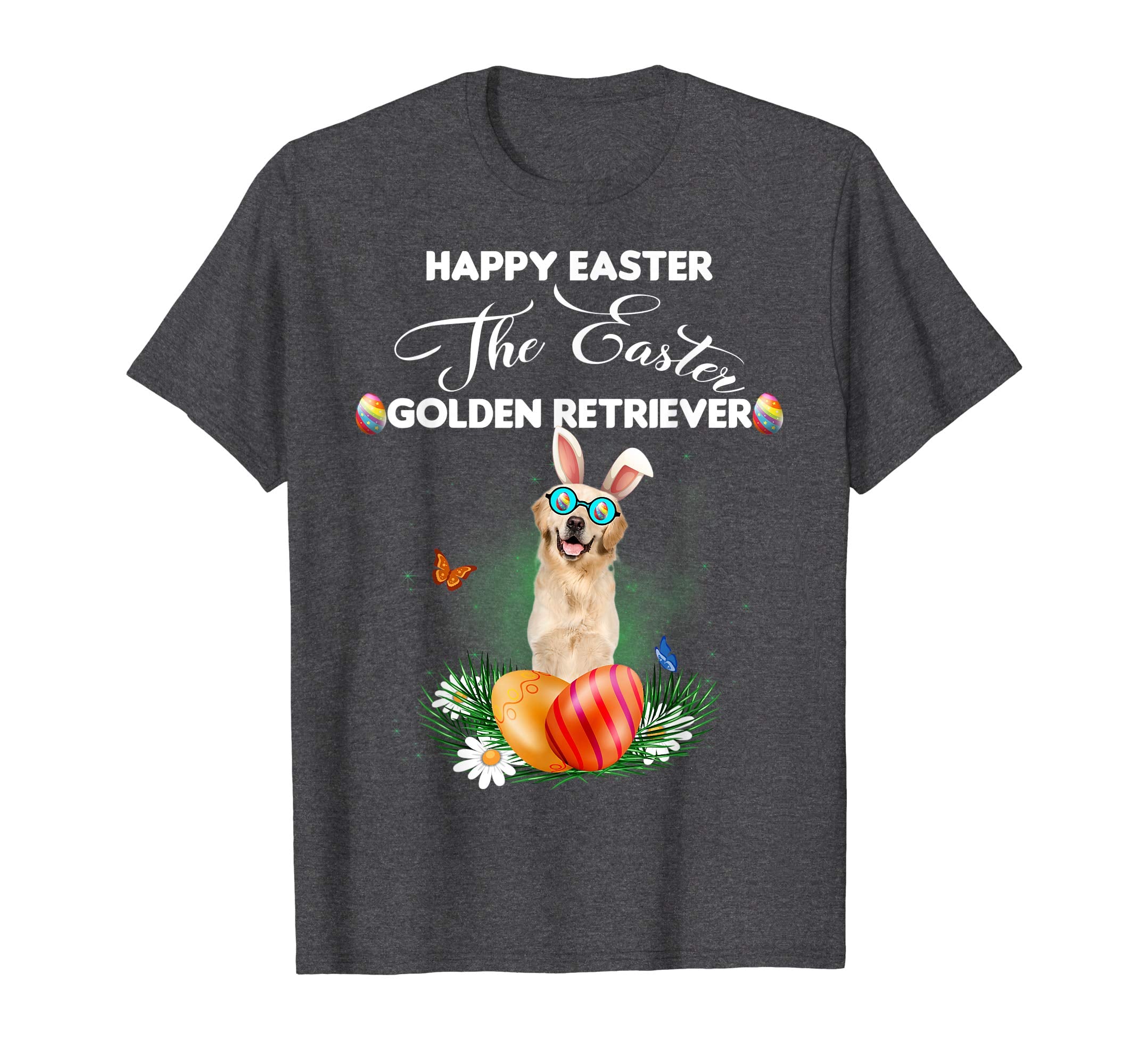 Golden Retriever Dog Sunglass Bunny Happy Easter Day Tshirt