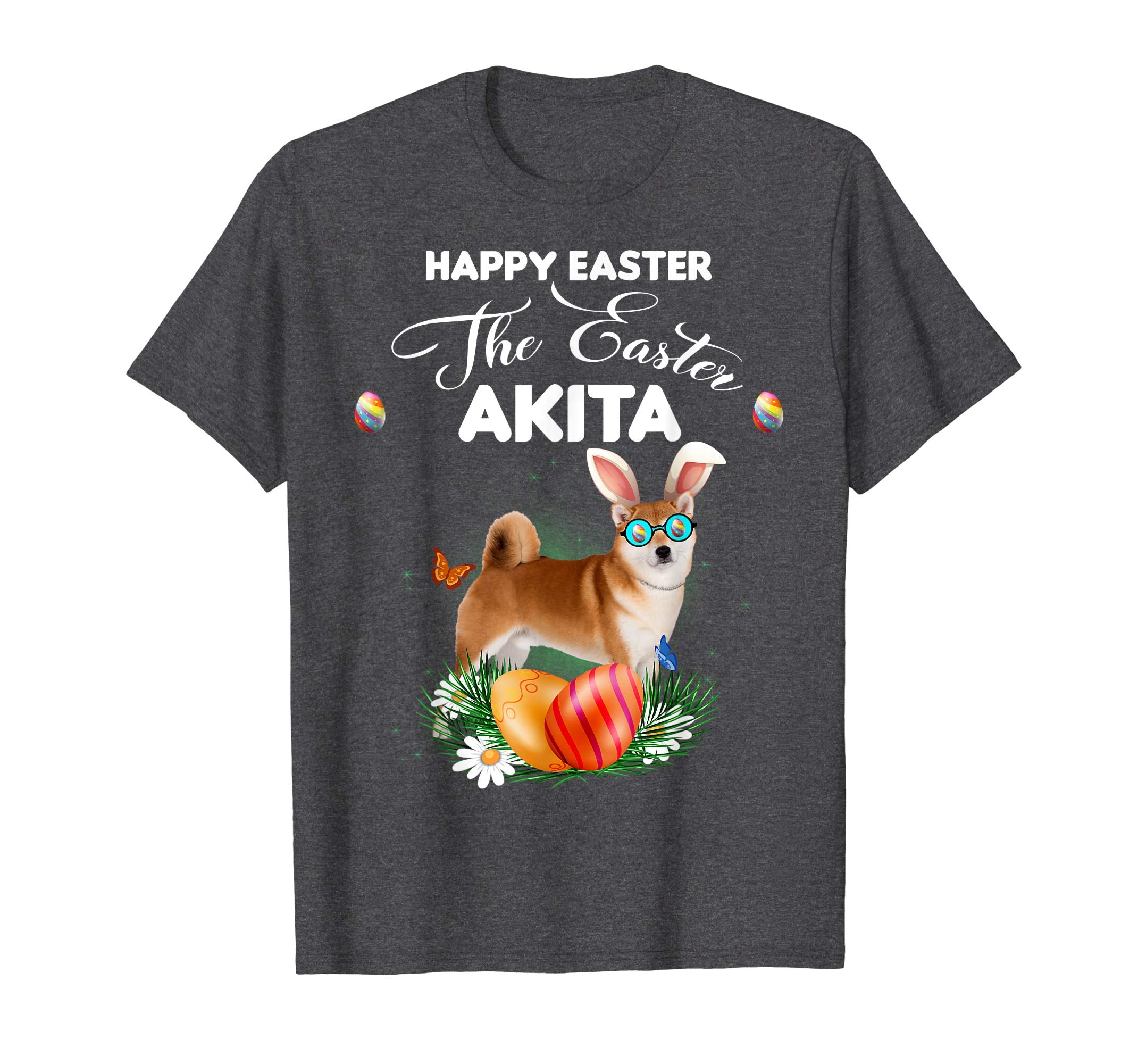 Akita Dog Sunglass Bunny Happy Easter Day Tshirt
