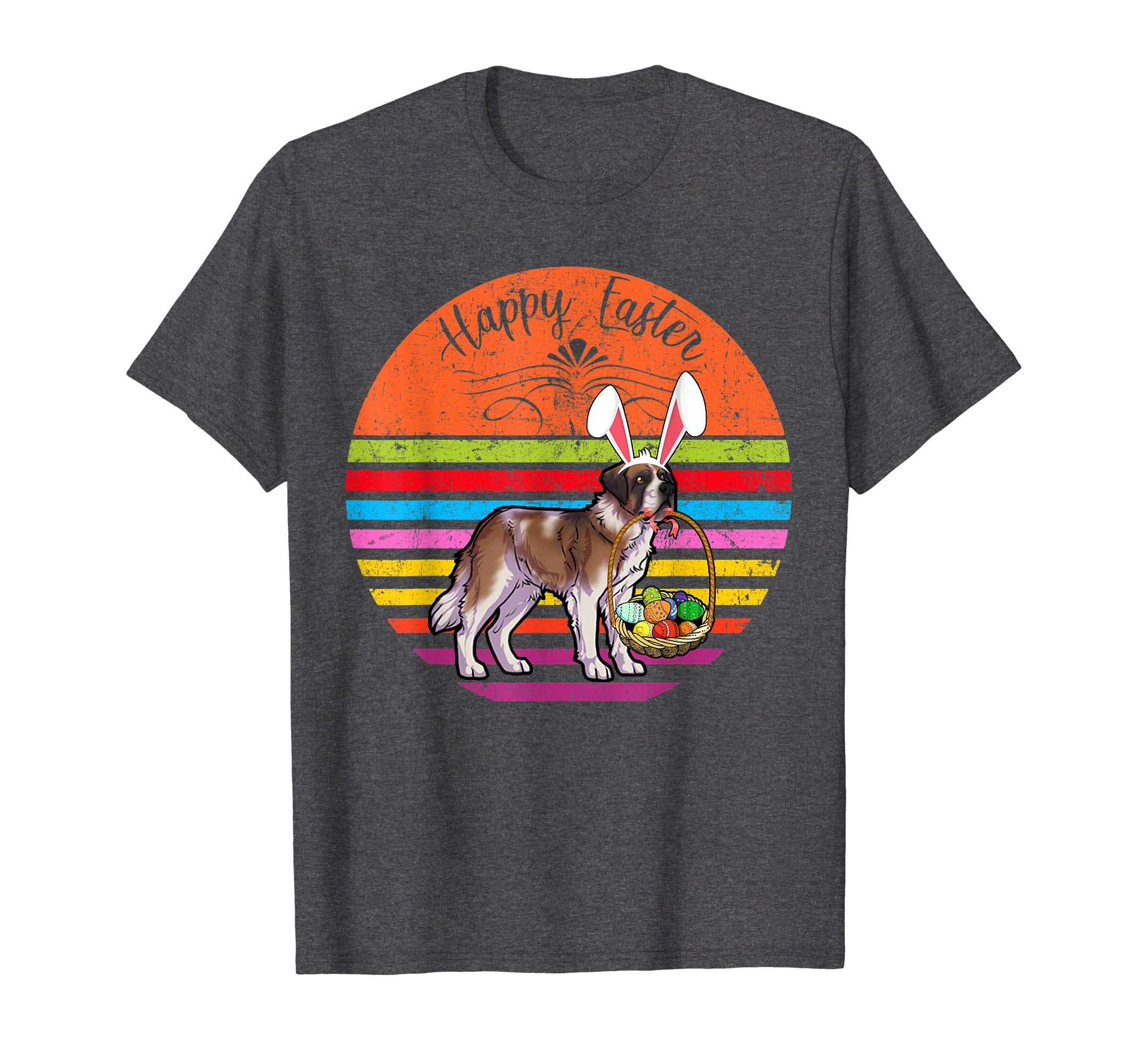 Cute Saint Bernard Dog With Bunny Hat Easter Eggs T Shirt