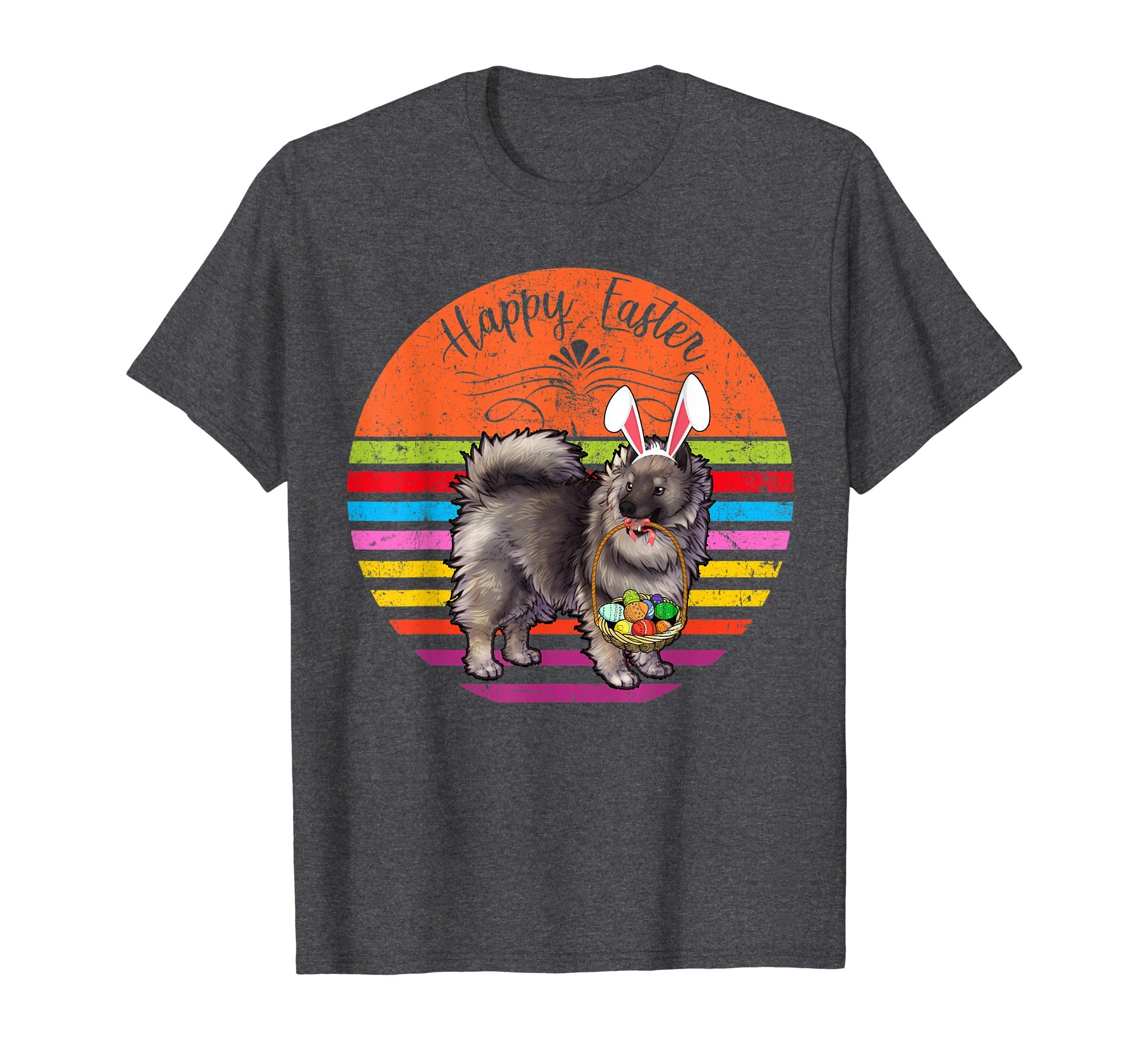 Vintage Keeshond Dog Easter Eggs Basket T Shirt