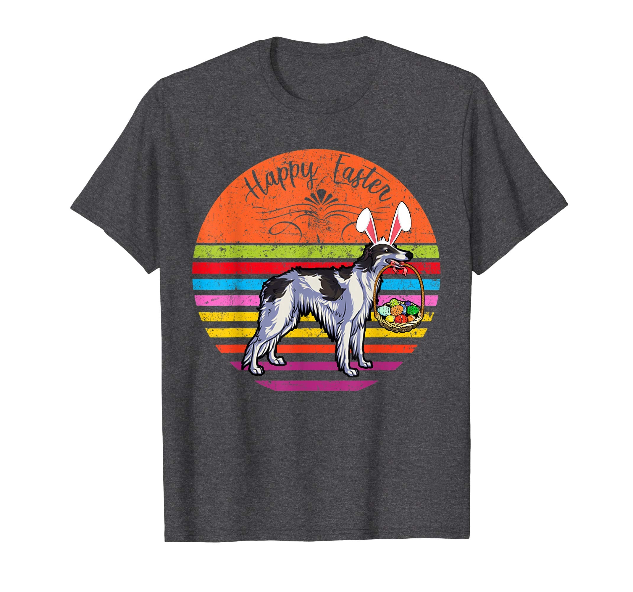 Cute Borzoi Dog With Bunny Hat Happy Easter Eggs T Shirt
