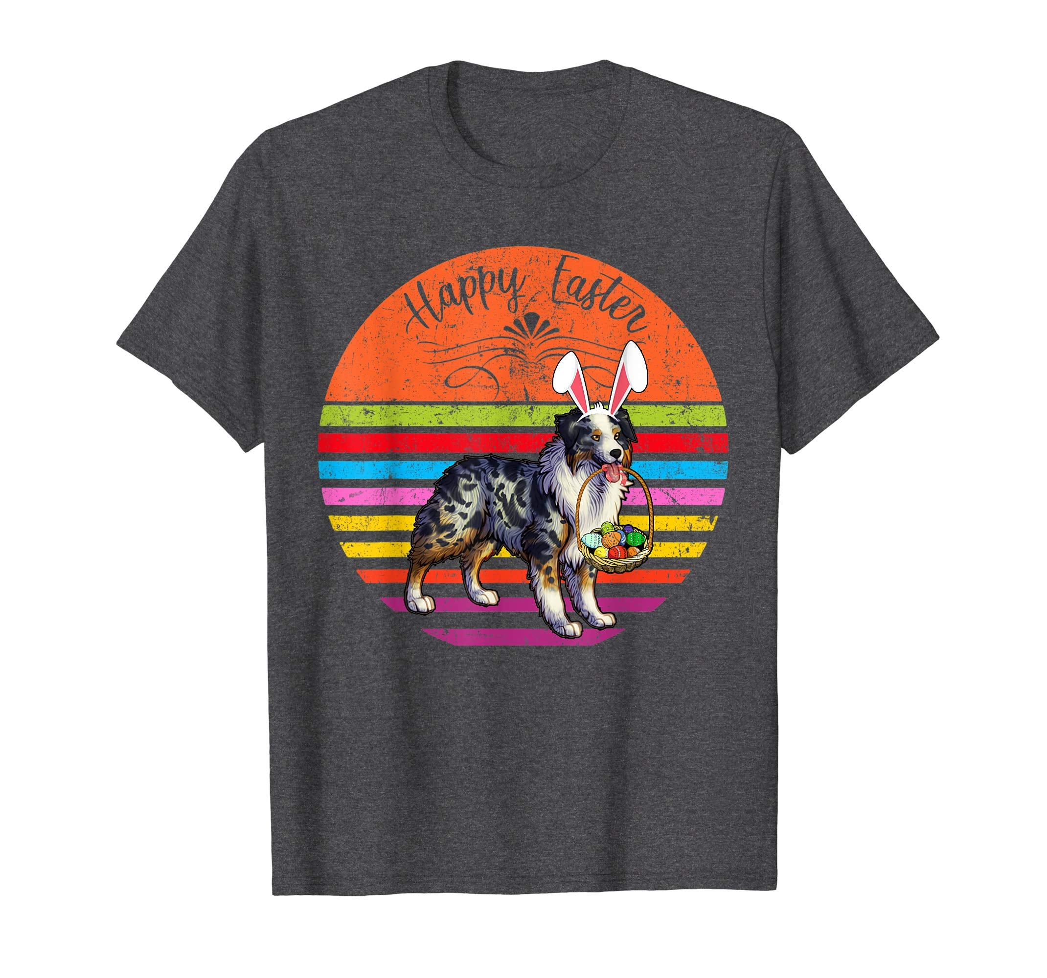 Vintage Australian Sheepdog Dog Easter Eggs Basket T Shirt