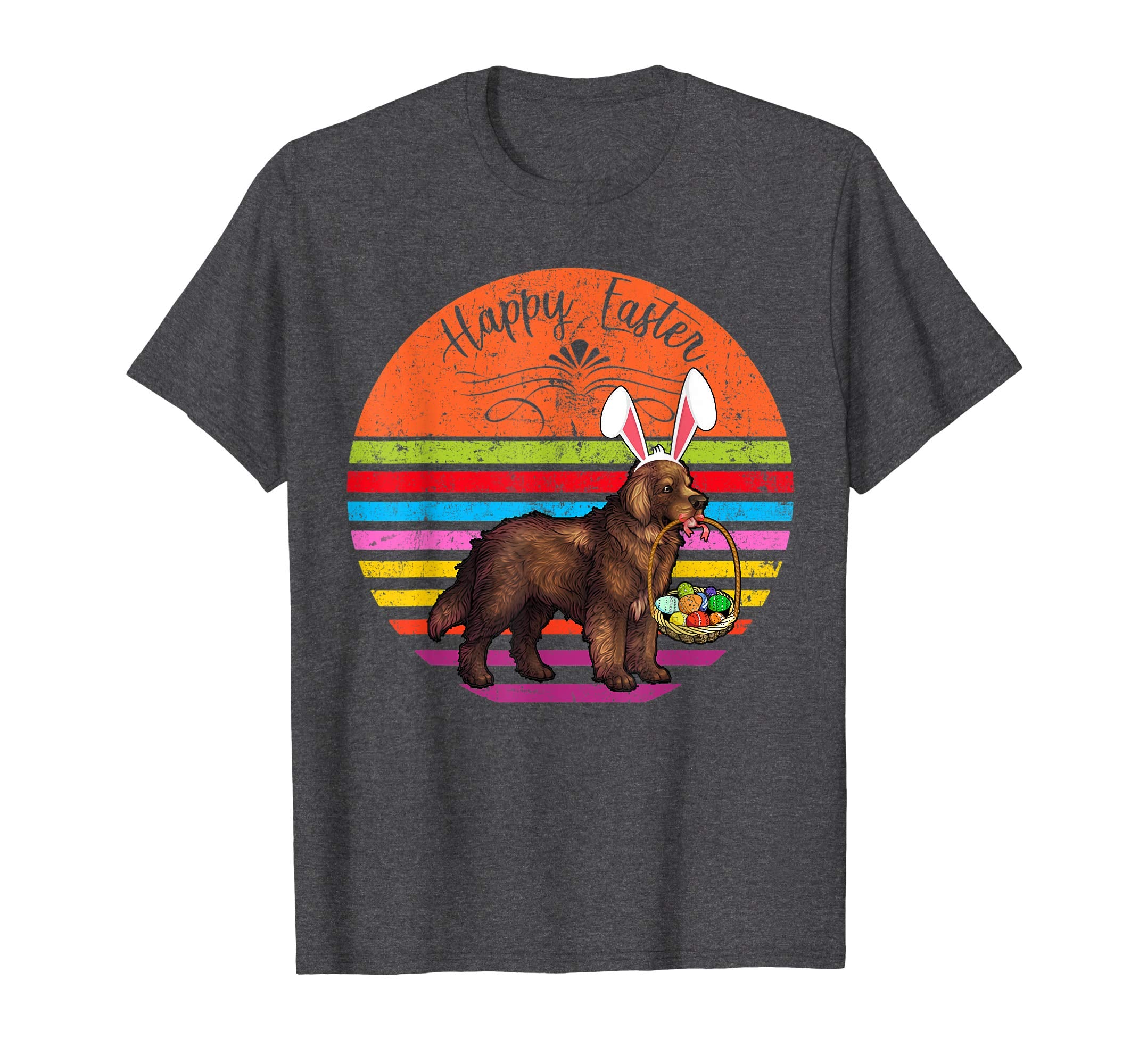 Vintage Newfoundland Dog Easter Eggs Basket T Shirt