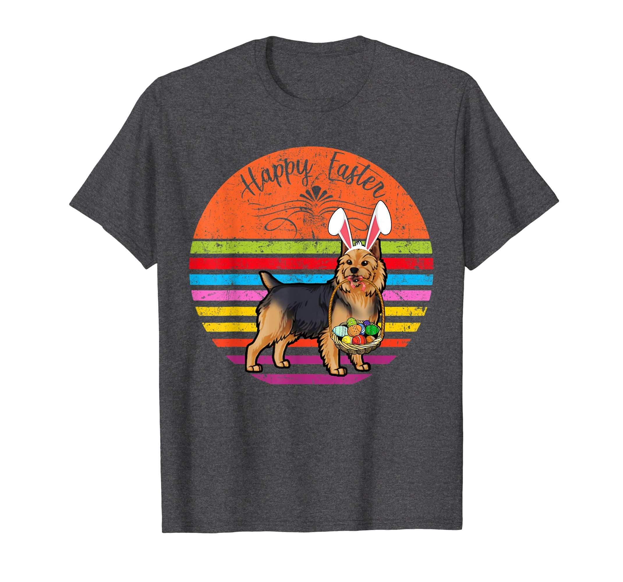 Cute Australian Terrier Dog With Bunny Hat Easter Eggs Shirt