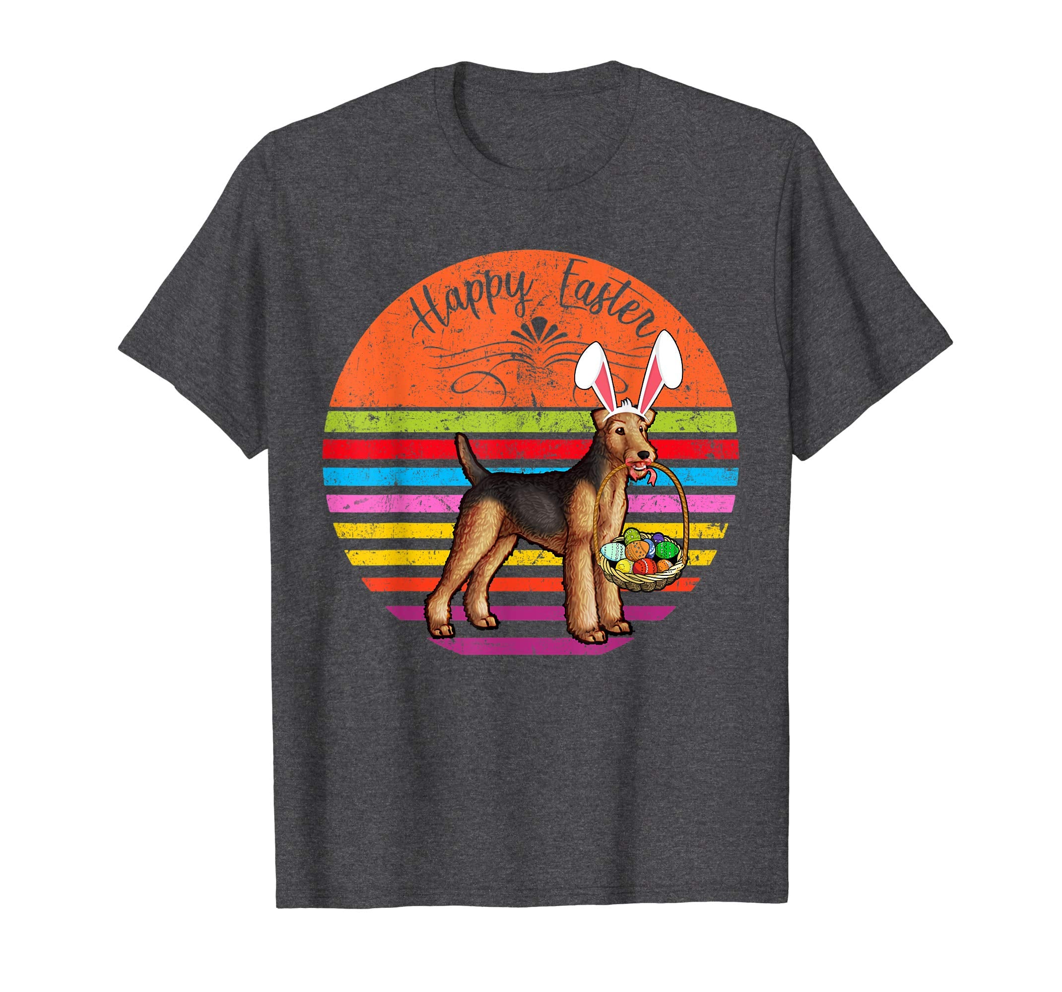 Vintage Airedale Terrier Dog Easter Eggs Basket T Shirt