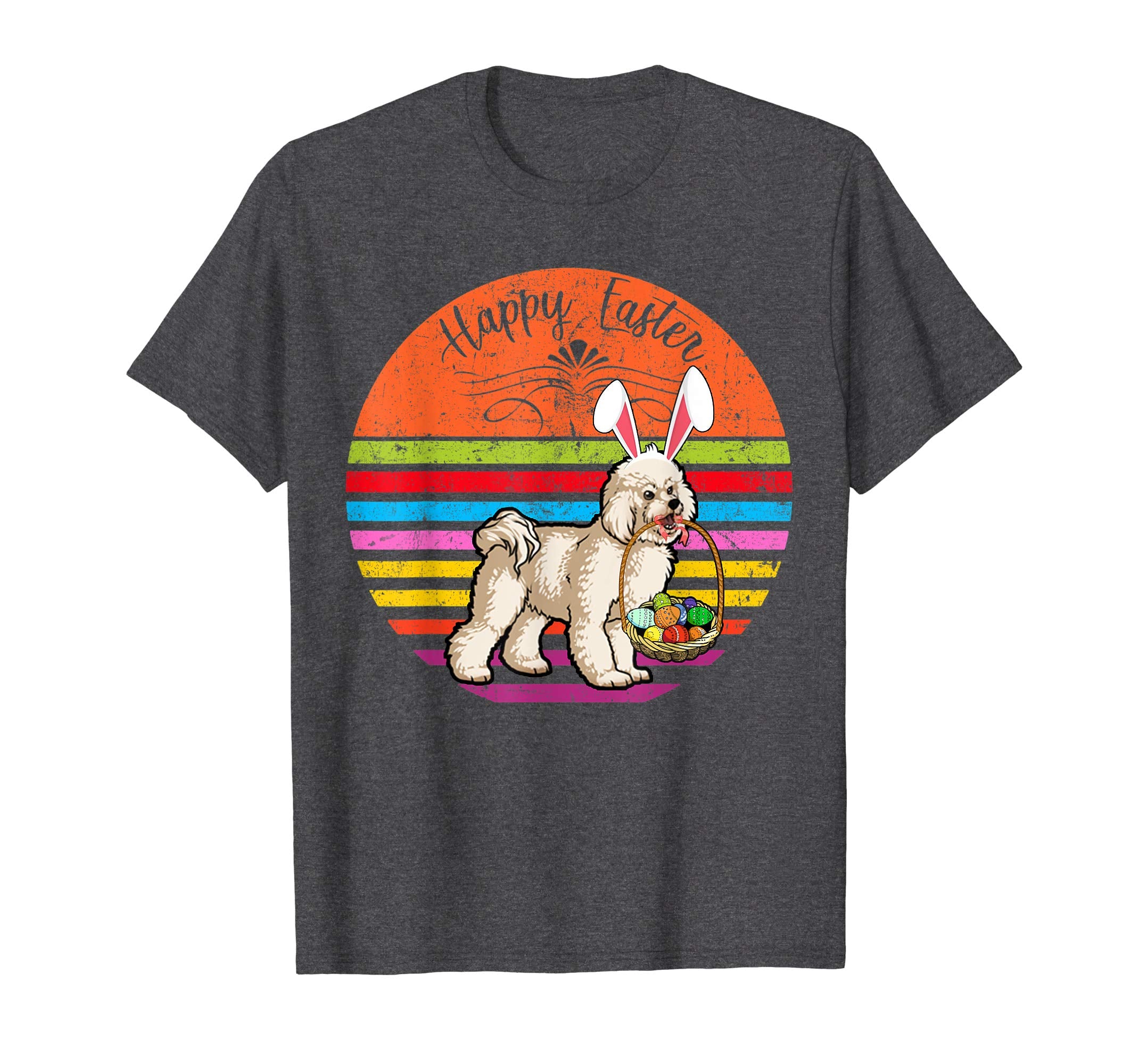 Cute Bichon Frise Dog With Bunny Hat Happy Easter Eggs Shirt