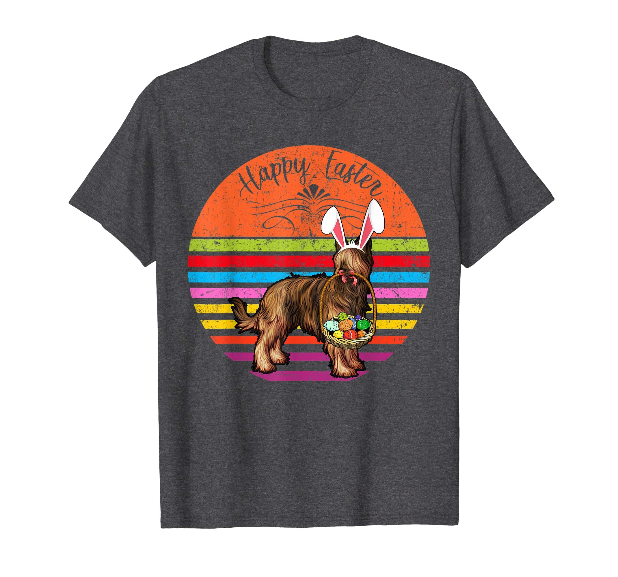 Vintage Briard Dog Easter Eggs Basket T Shirt