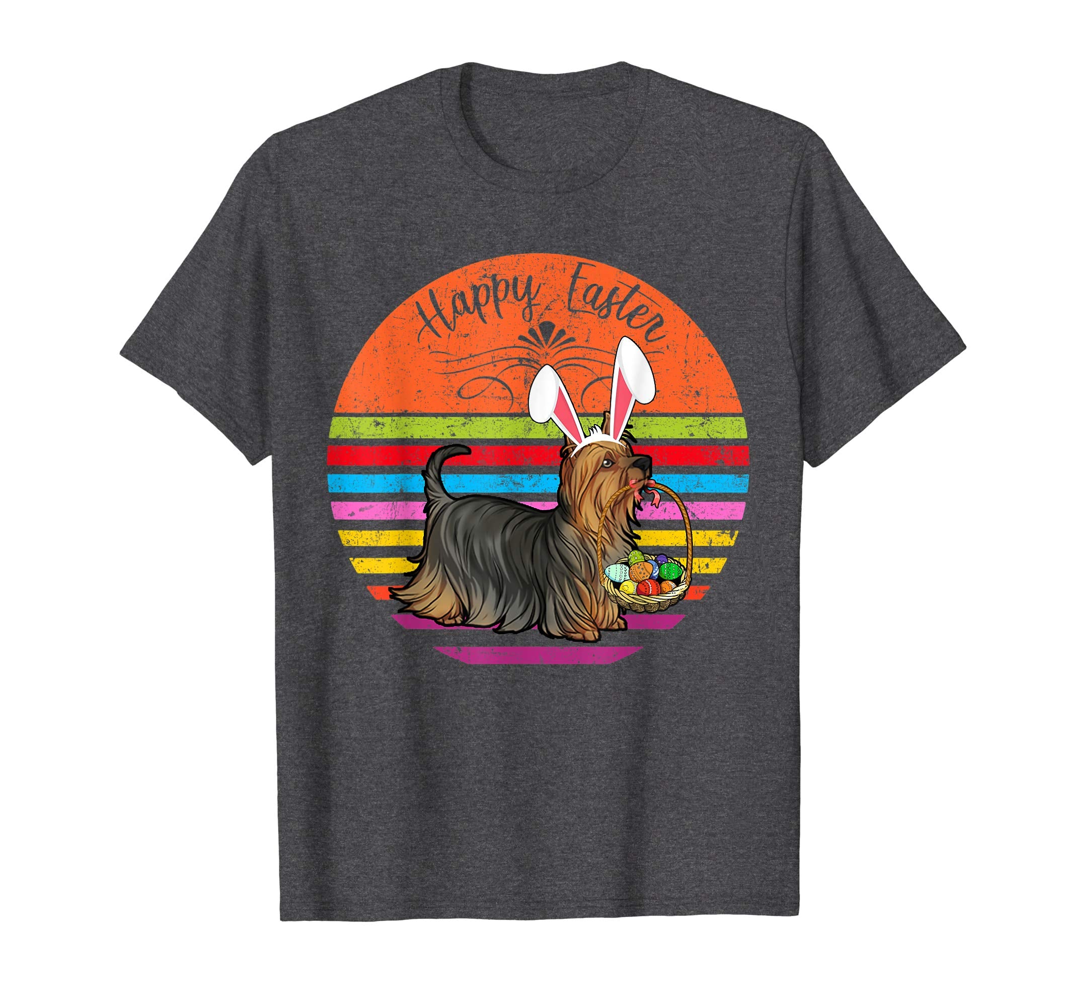 Cute Silky Terrier Dog With Bunny Hat Easter Eggs T Shirt