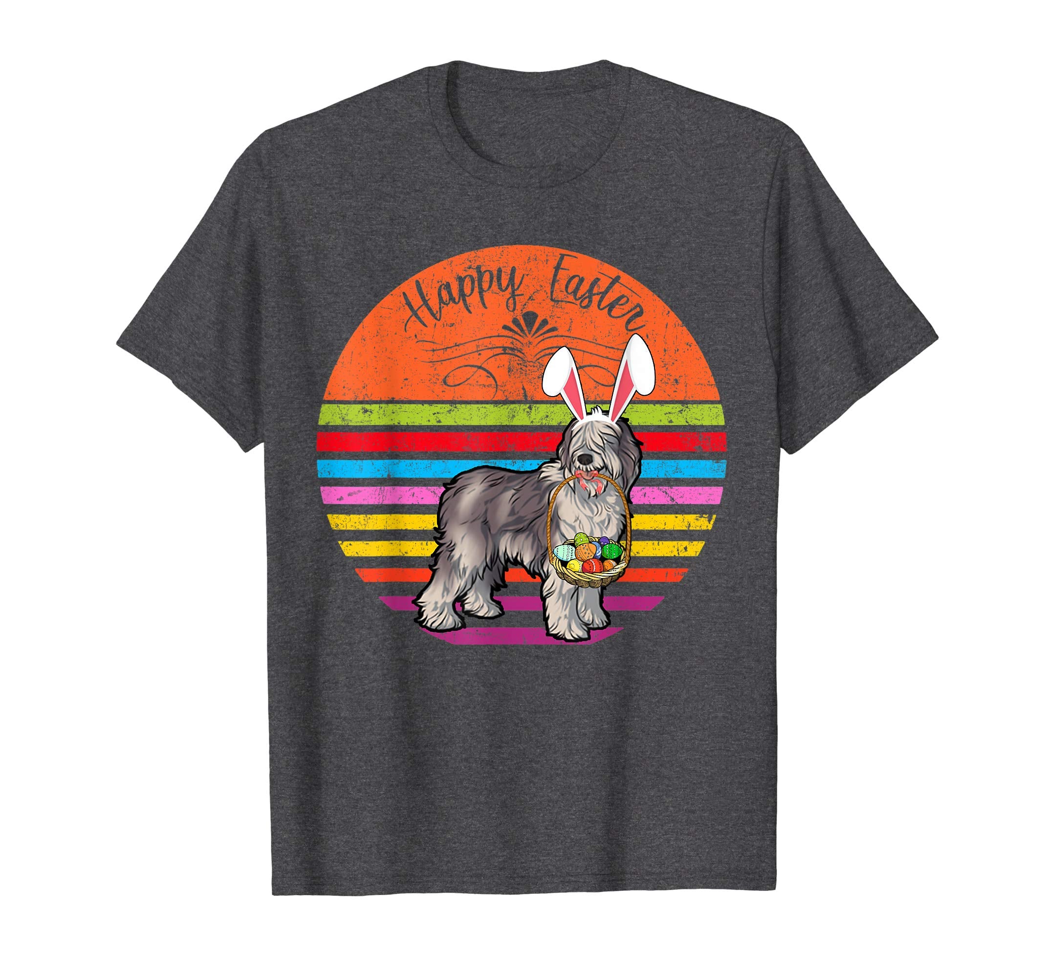 Cute Olde Sheepdog Dog With Bunny Hat Easter Eggs Shirt