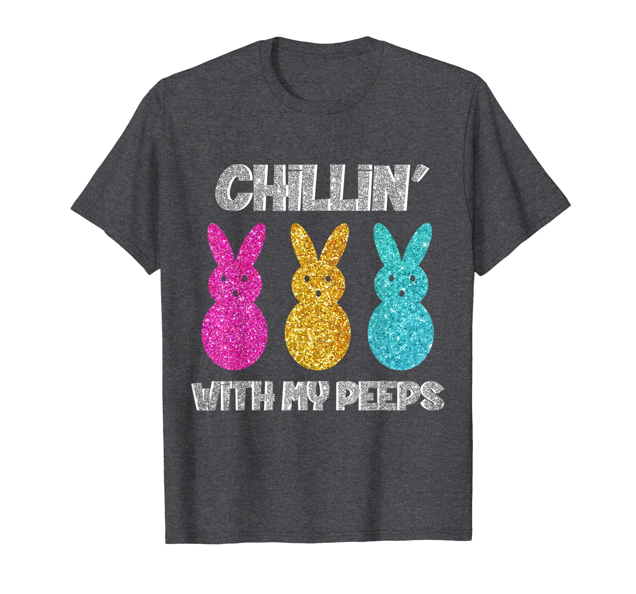 Funny Colorful Bunny Chillin With My Peeps Easter T-Shirt