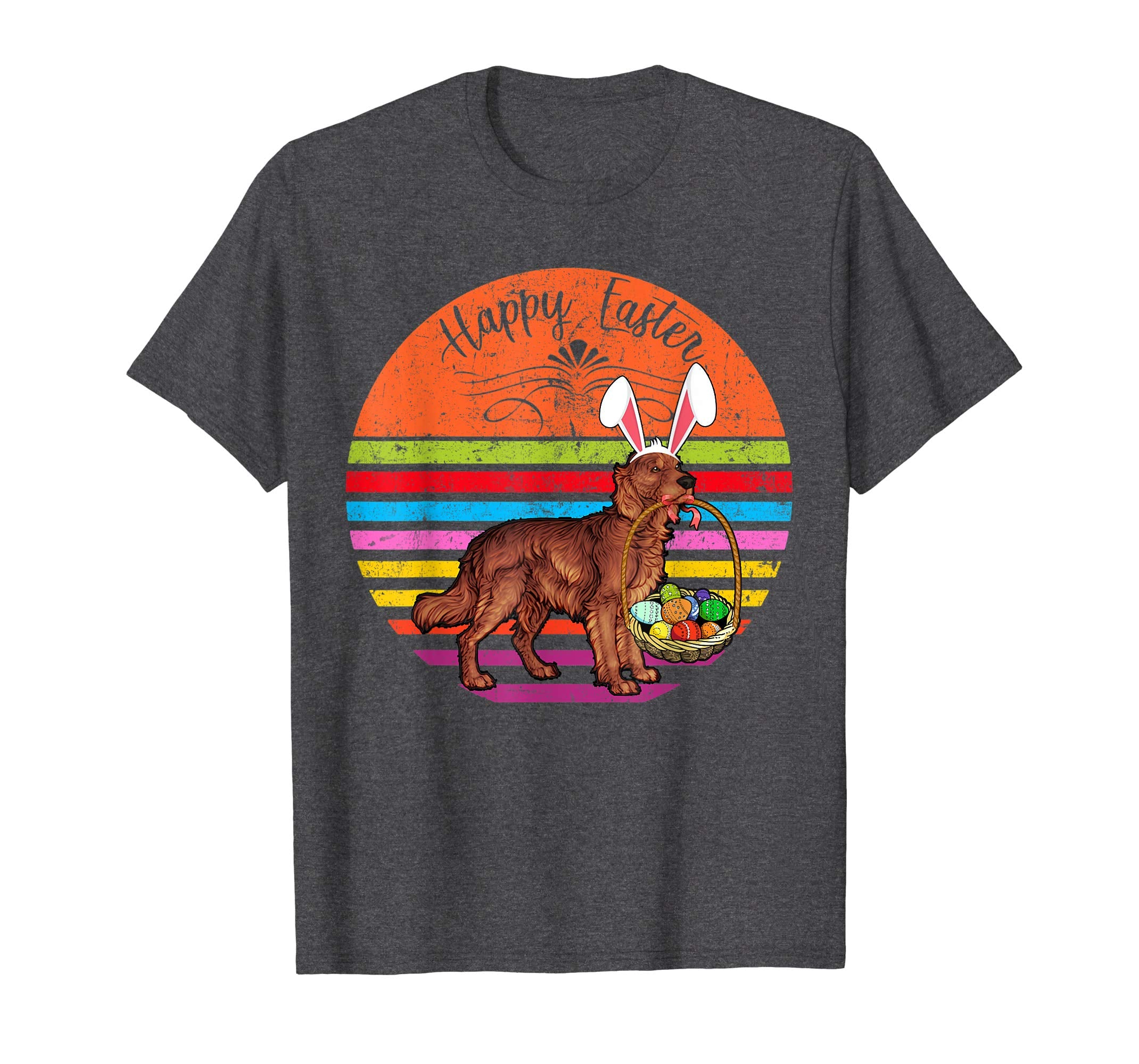 Vintage Irish Setter Dog Easter Eggs Basket T Shirt