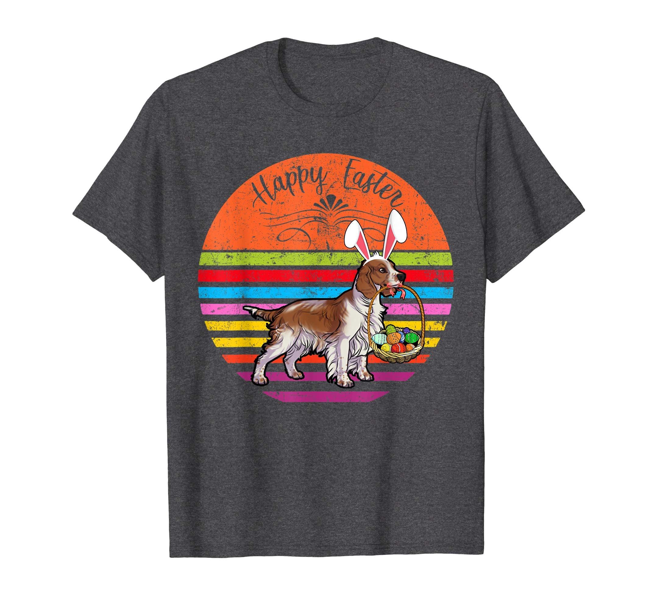 Cute Springer Spaniel Dog With Bunny Hat Easter Eggs T Shirt