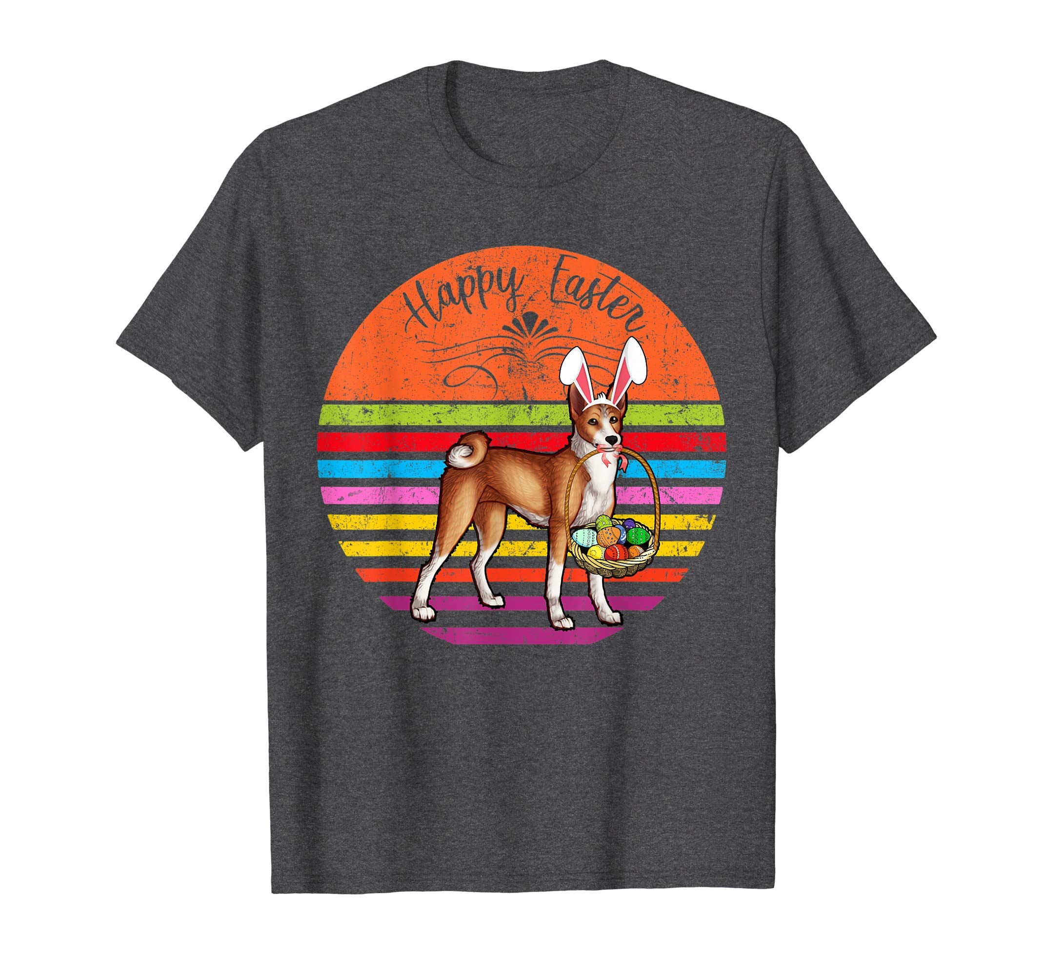 Vintage Basenji Dog Easter Eggs Basket T Shirt