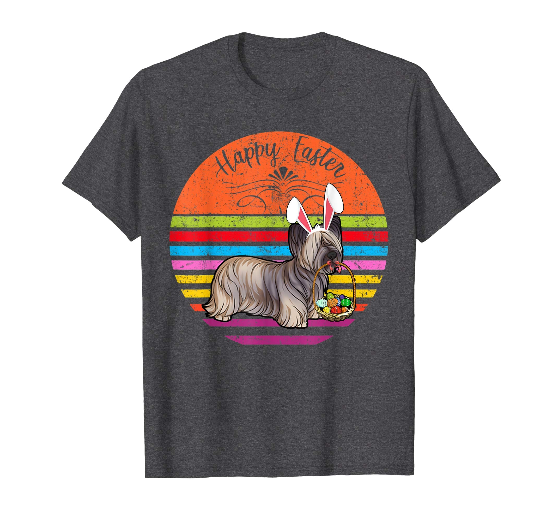 Cute Skye Terrier Dog With Bunny Hat Happy Easter Eggs Shirt