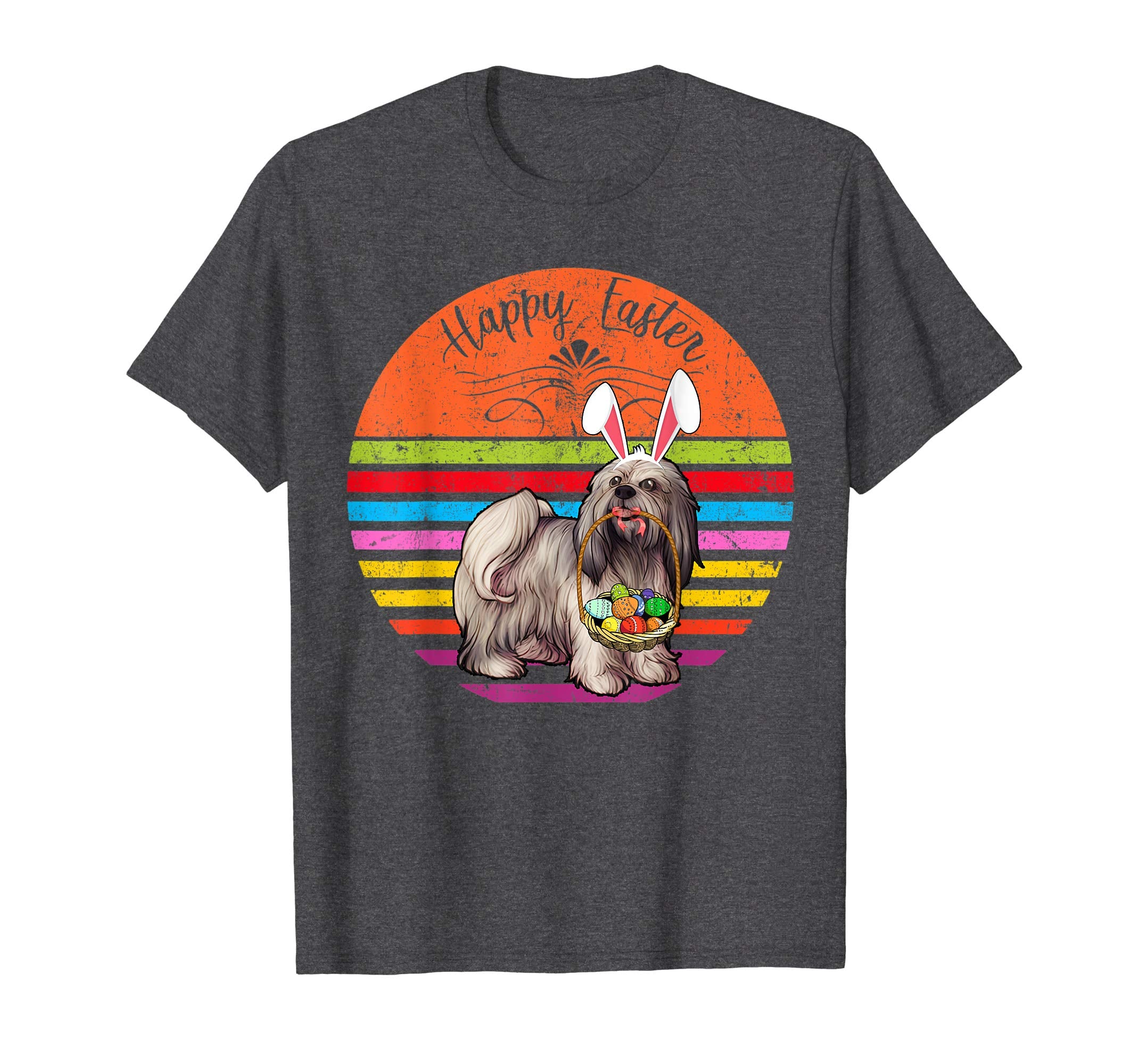 Vintage Lhasa Apso Dog Easter Eggs Basket T Shirt