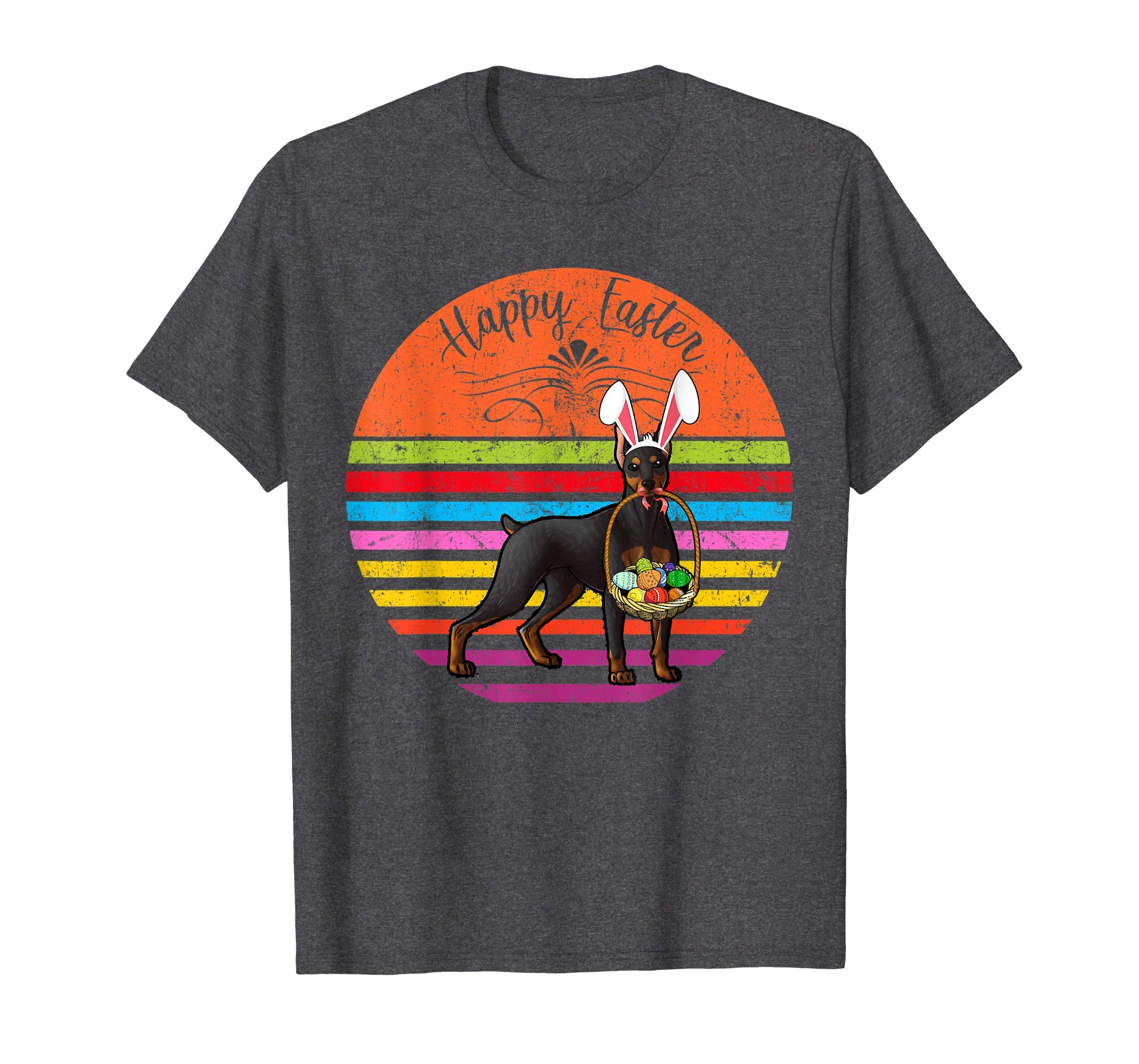 Vintage Doberman Pinscher Dog Easter Eggs Basket T Shirt
