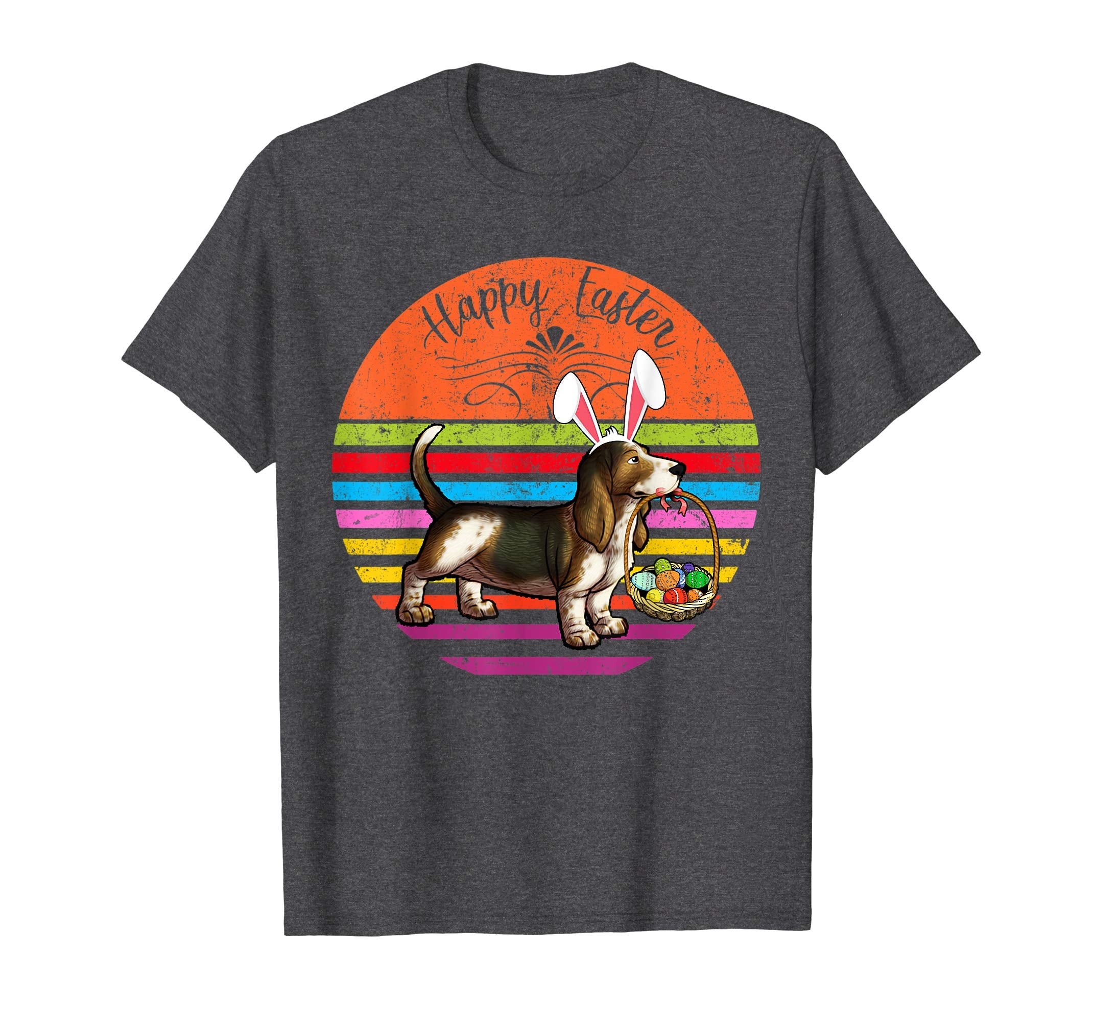 Vintage Basset Hound Dog Easter Eggs Basket T Shirt