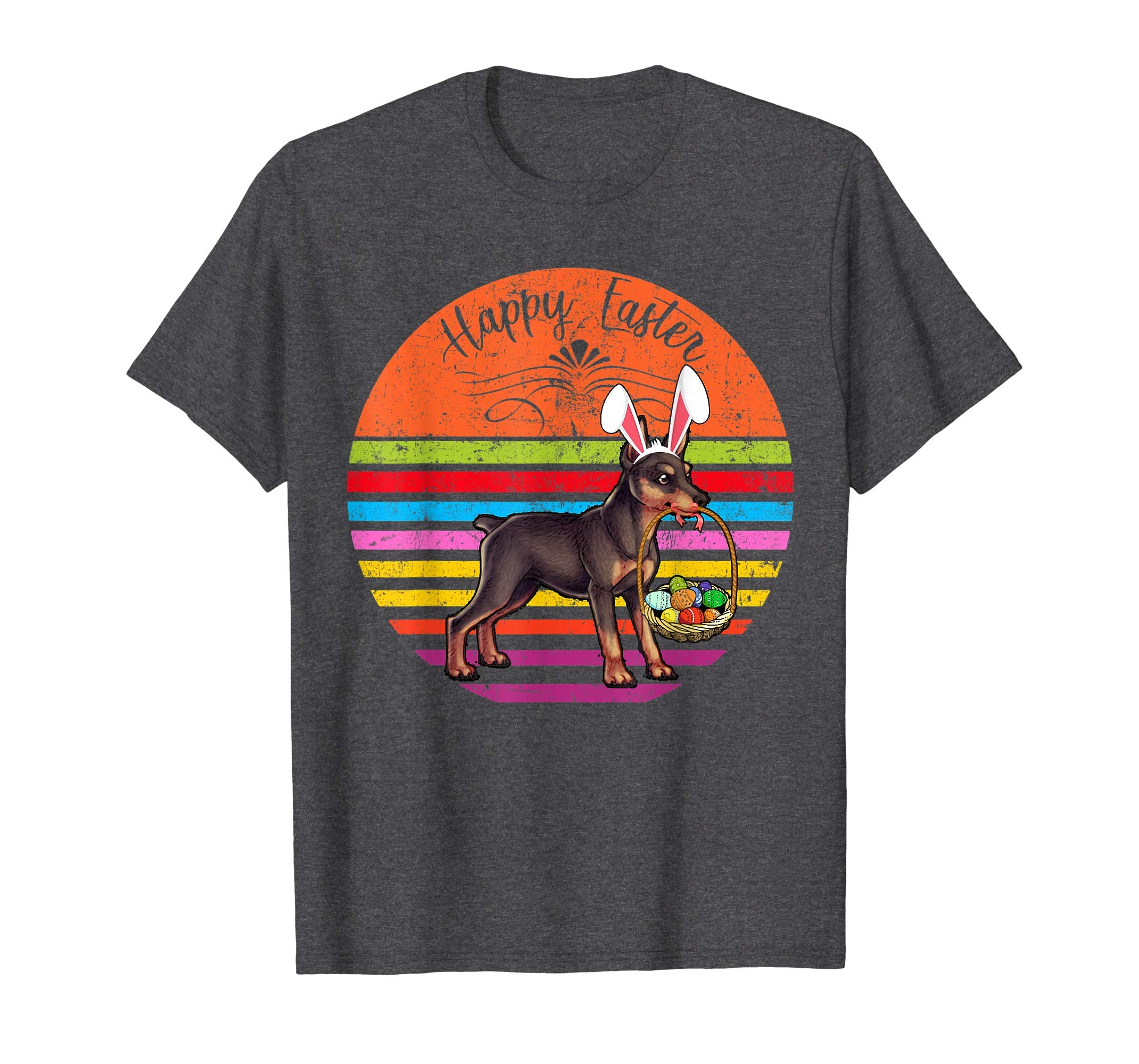 Vintage Miniature Pinscher Dog Easter Eggs Basket T Shirt