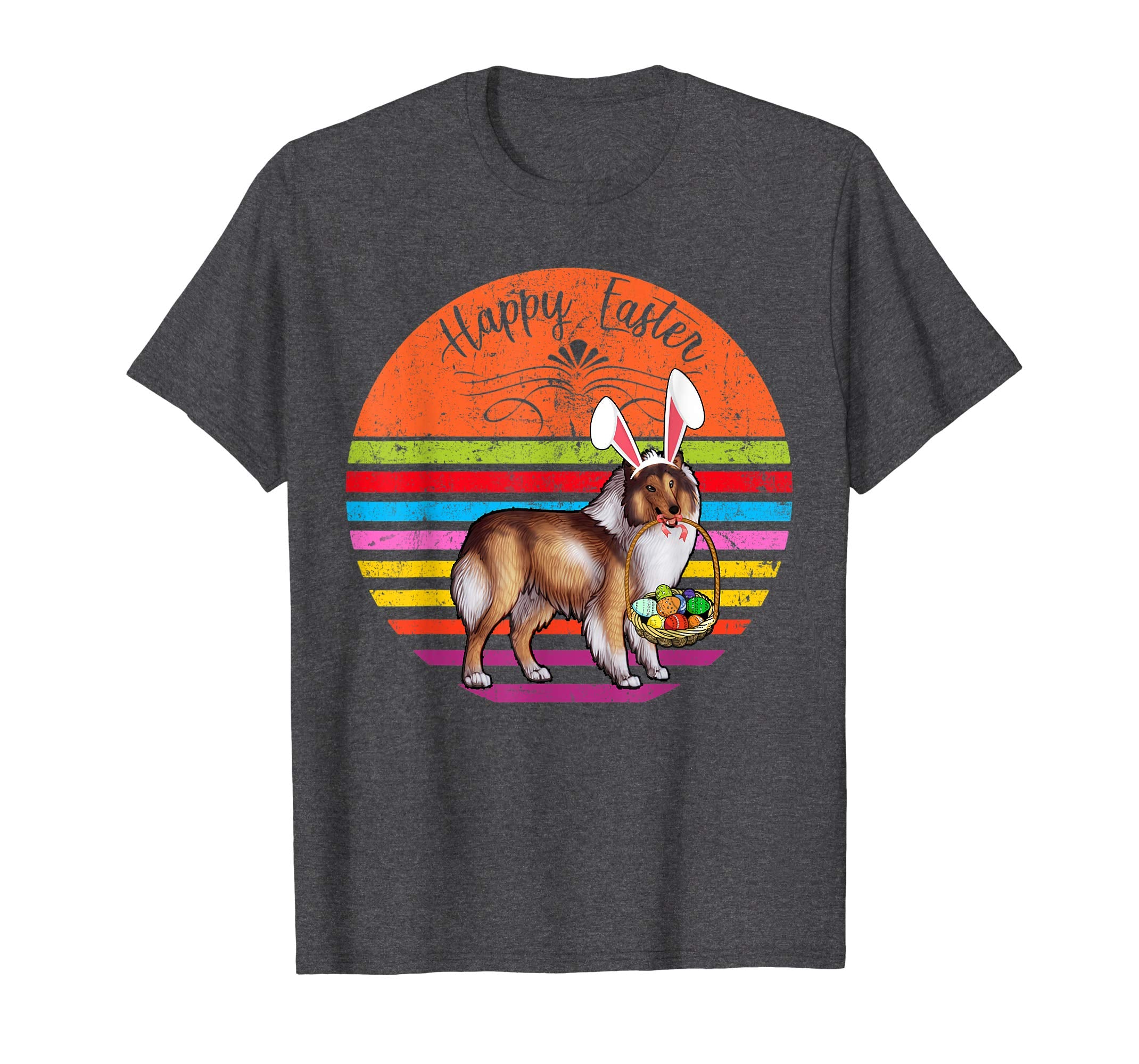 Vintage Collie Dog Easter Eggs Basket T Shirt