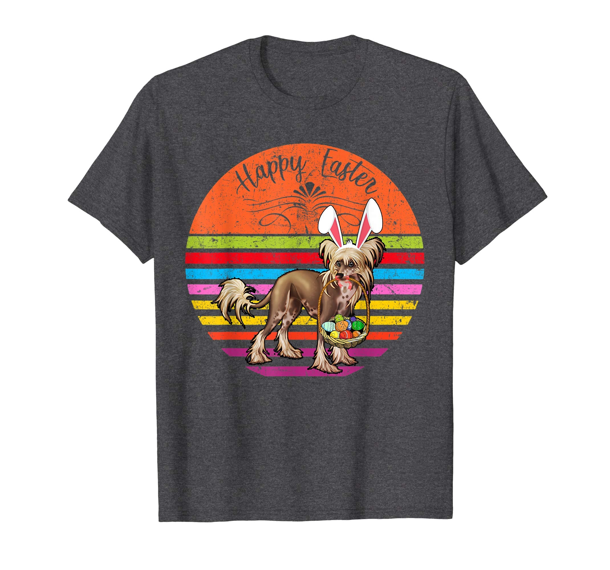 Vintage Chinese Crested Dog Easter Eggs Basket T Shirt