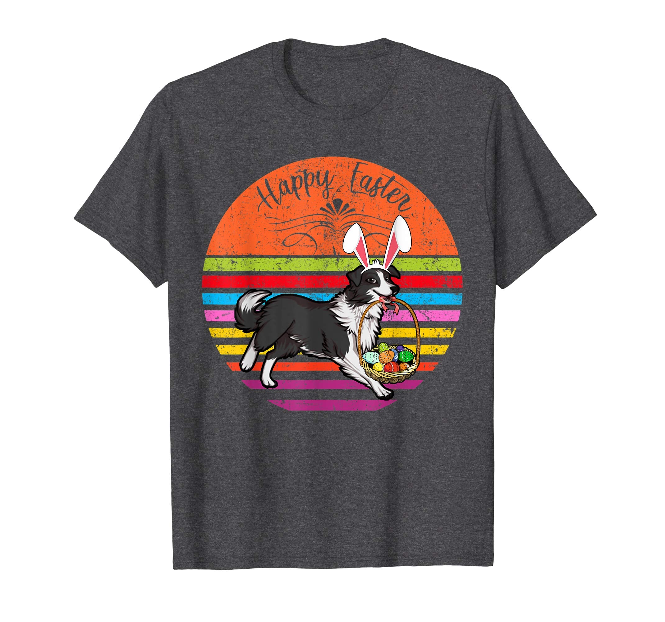 Cute Border Collie Dog With Bunny Hat Easter Eggs T Shirt