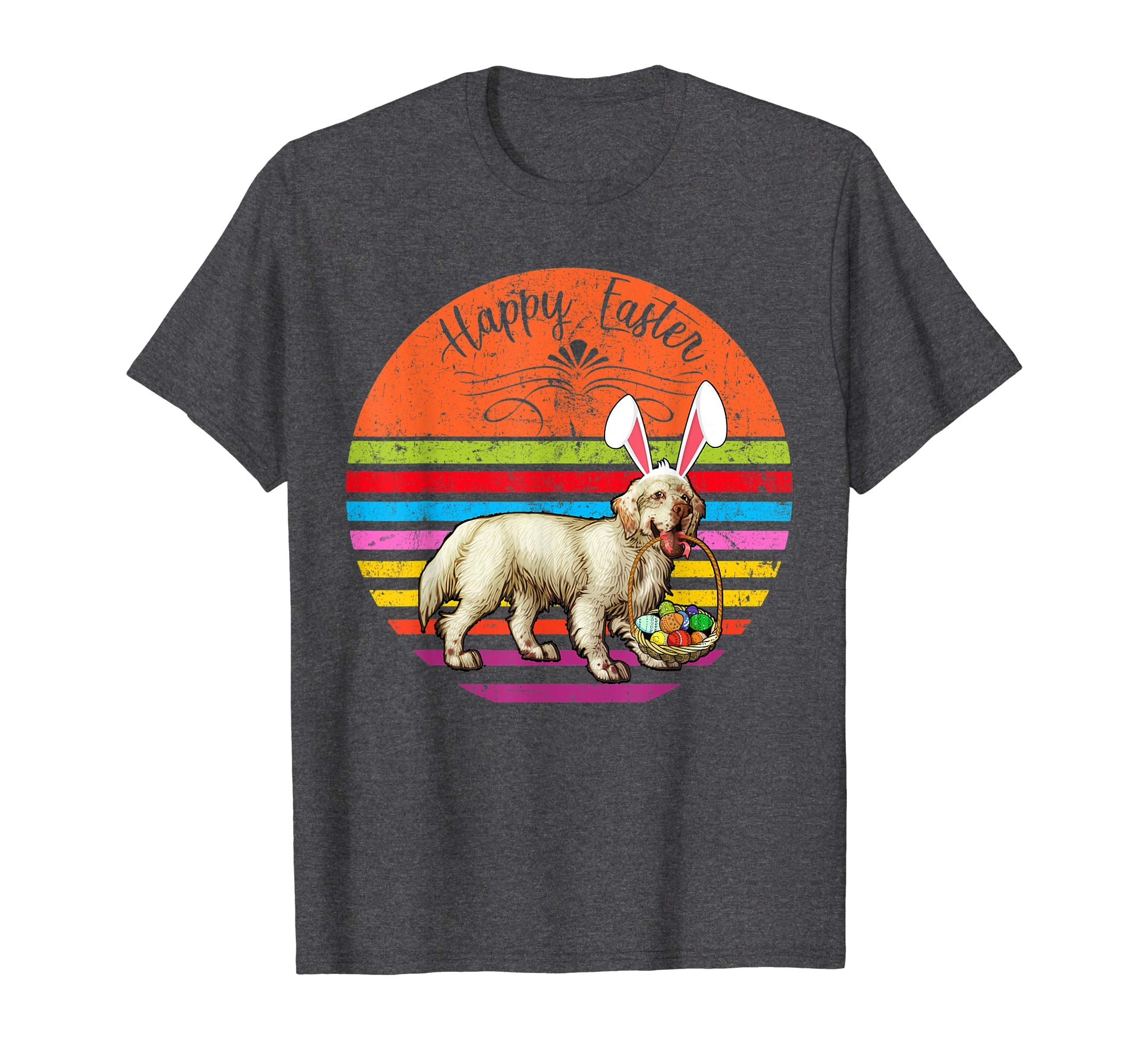 Vintage Clumber Spaniel Dog Easter Eggs Basket T Shirt