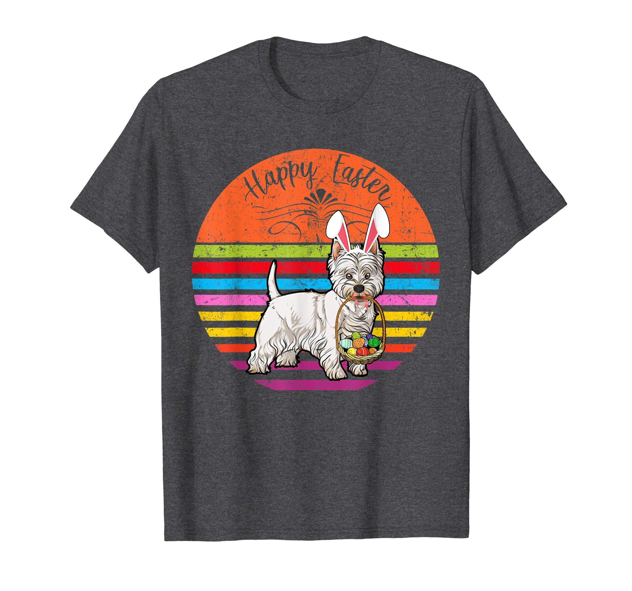 Cute West Highland White Dog With Bunny Hat Easter Egg Shirt