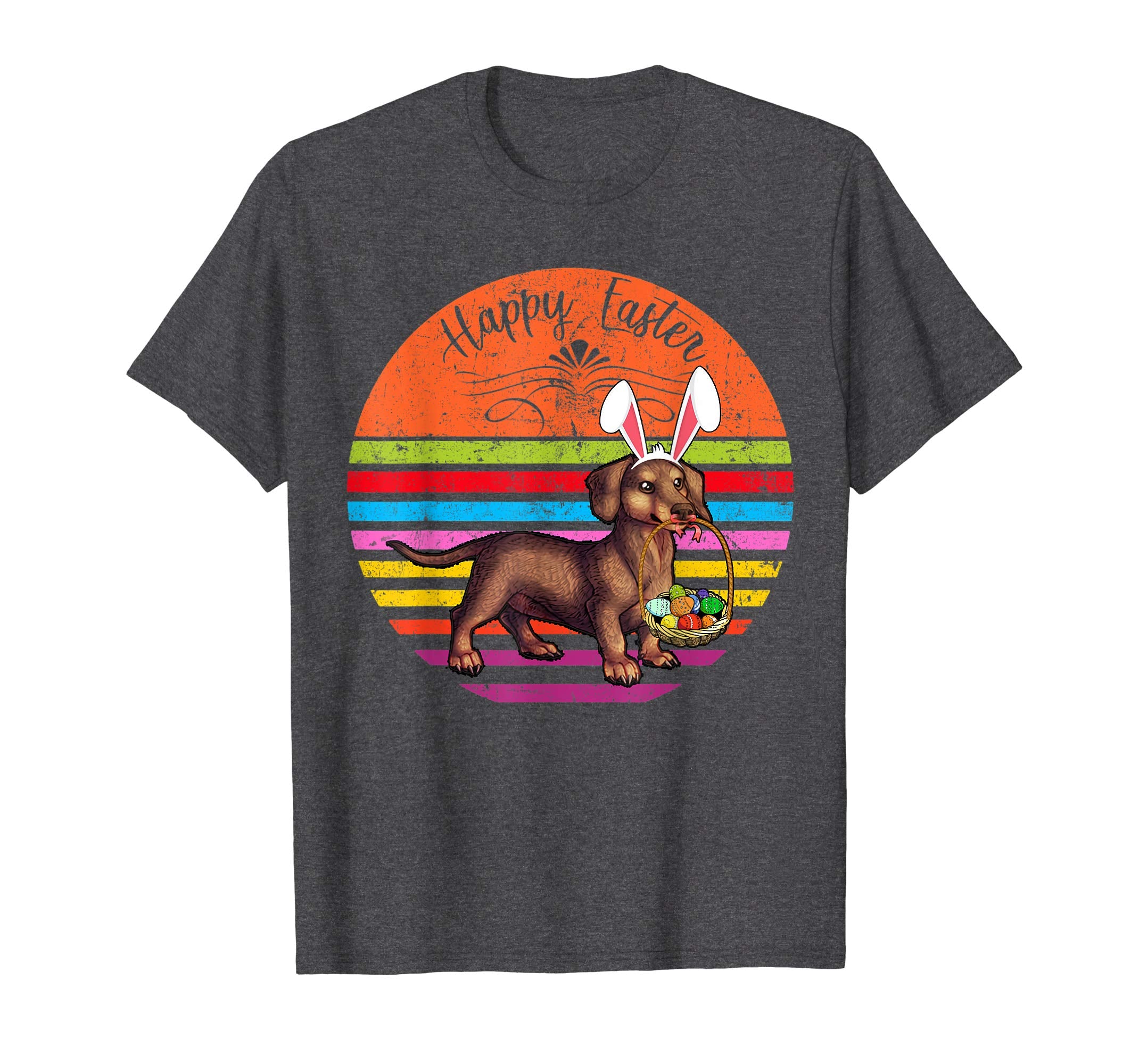 Vintage Miniature Dachshund Dog Easter Eggs Basket T Shirt