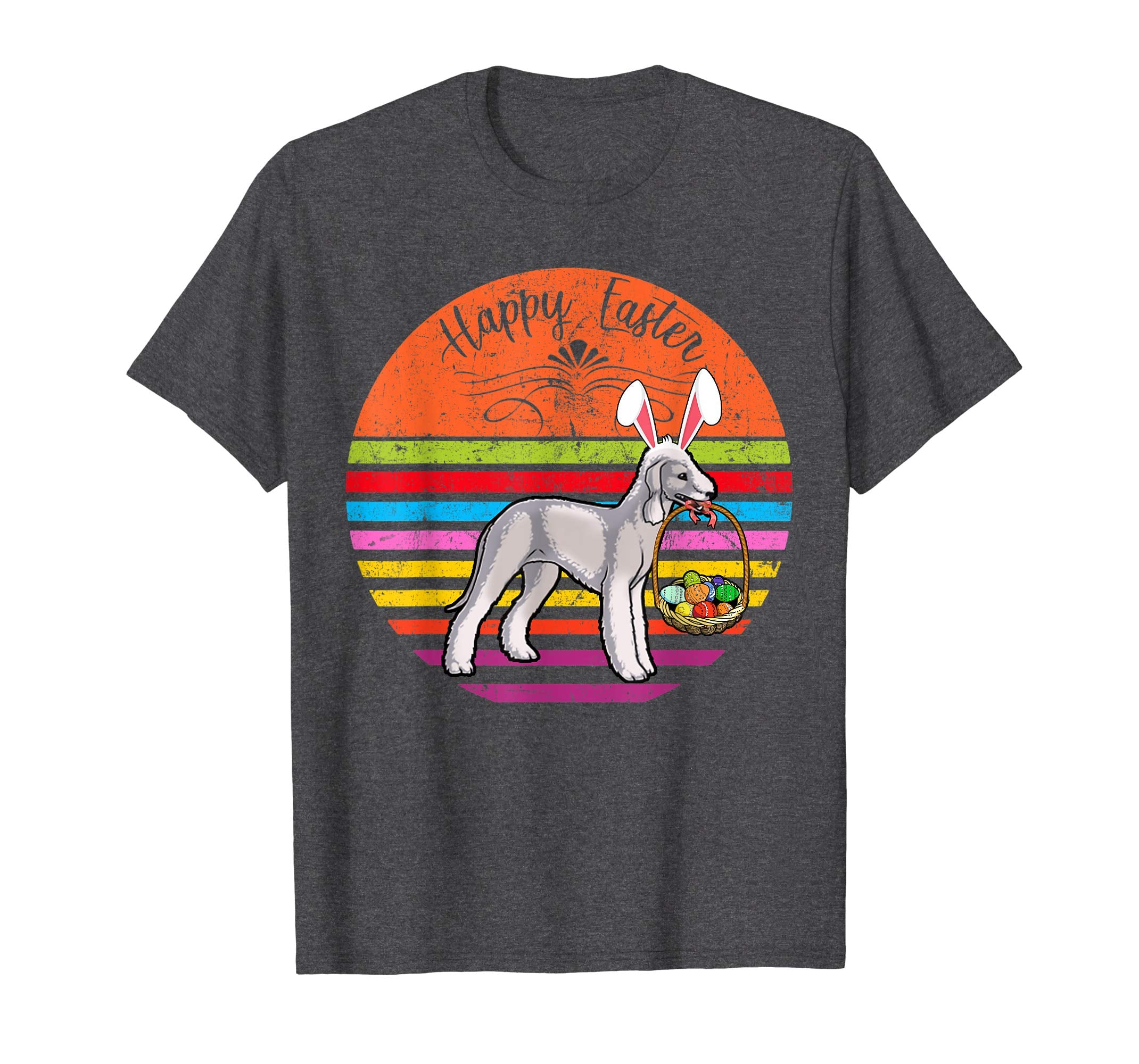 Cute Bedlington Dog With Bunny Hat Happy Easter Eggs T Shirt