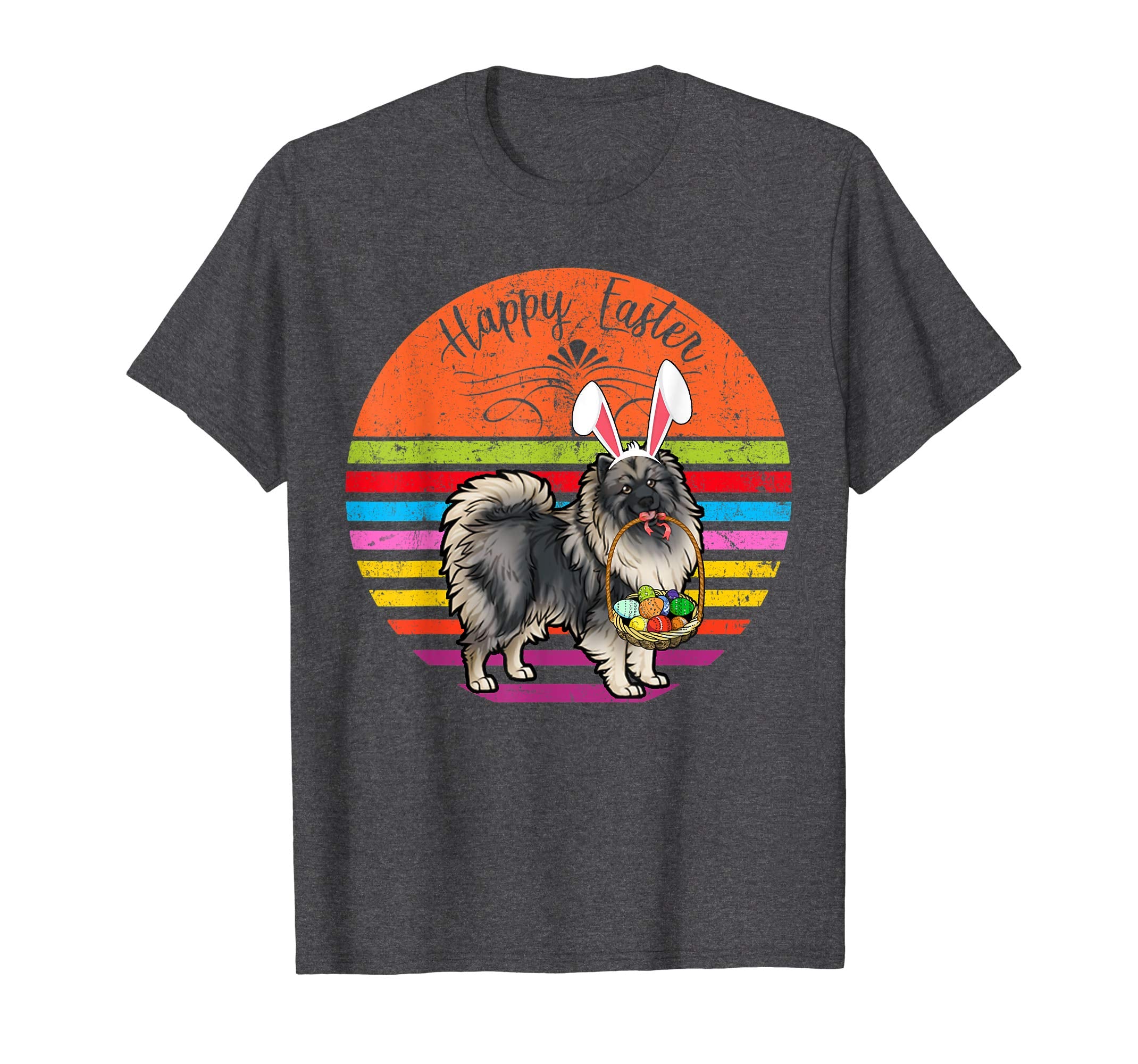Cute Keeshond Dog With Bunny Hat Happy Easter Eggs T Shirt