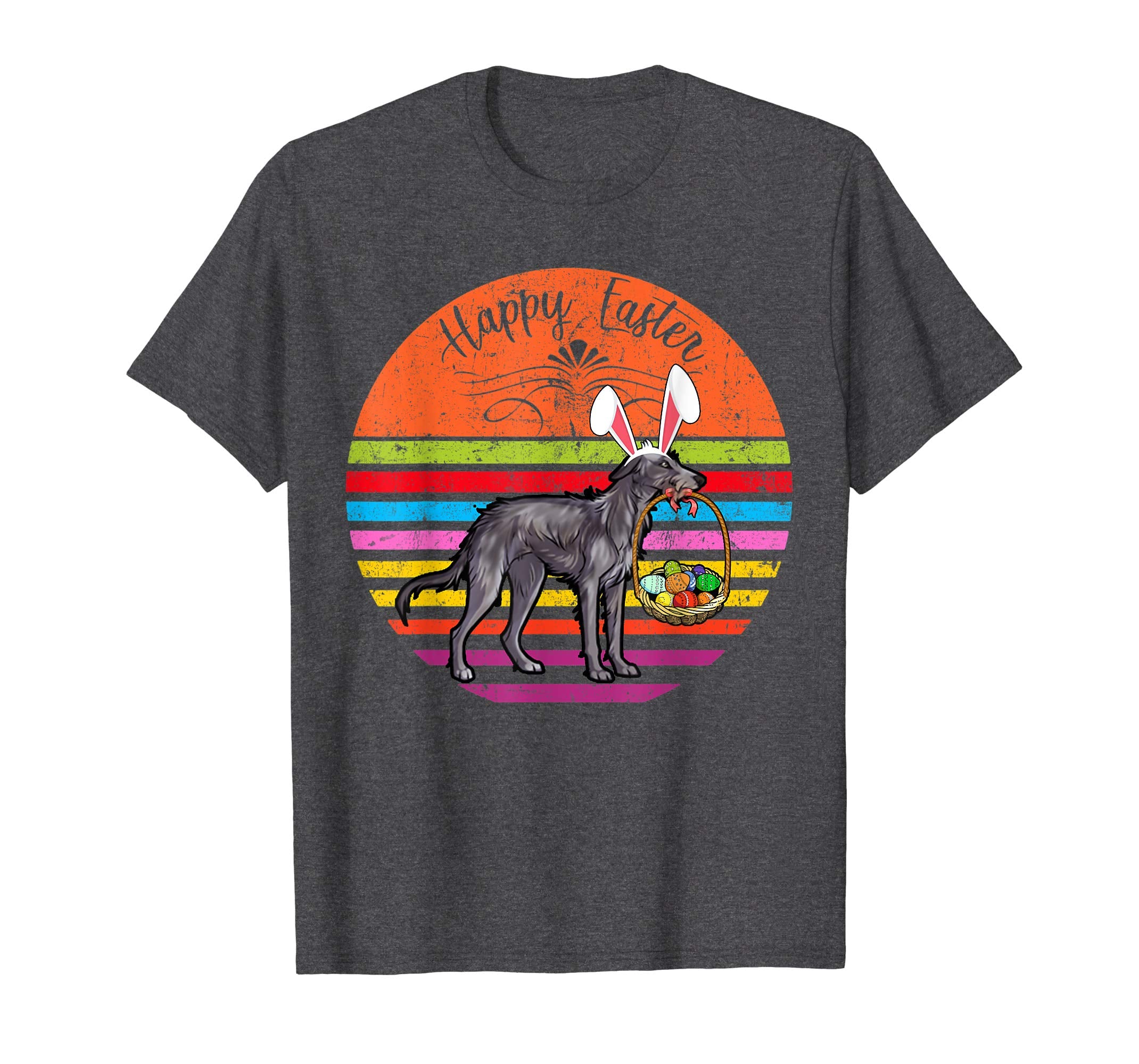 Cute Scottish Deerhound Dog With Bunny Hat Easter Eggs Shirt