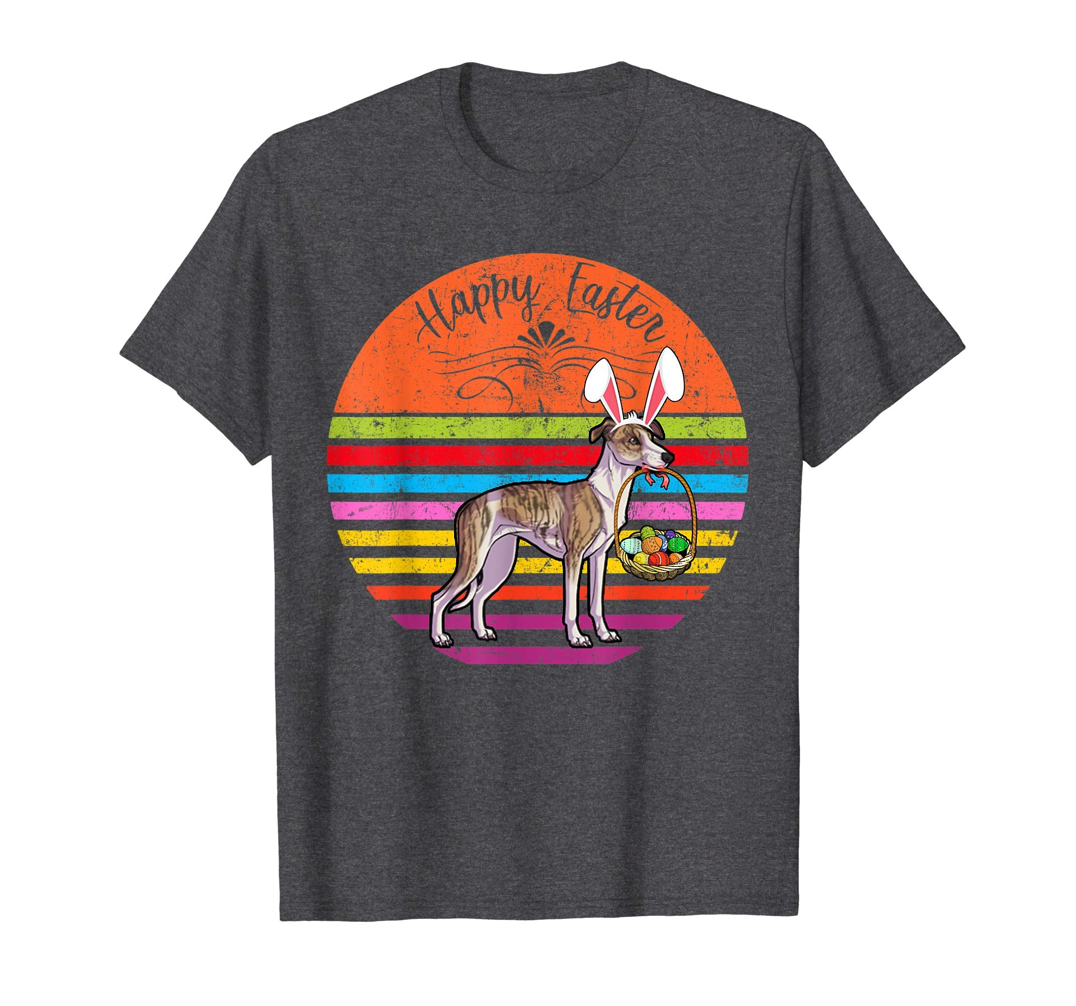 Cute Whippet Dog With Bunny Hat Happy Easter Eggs T Shirt