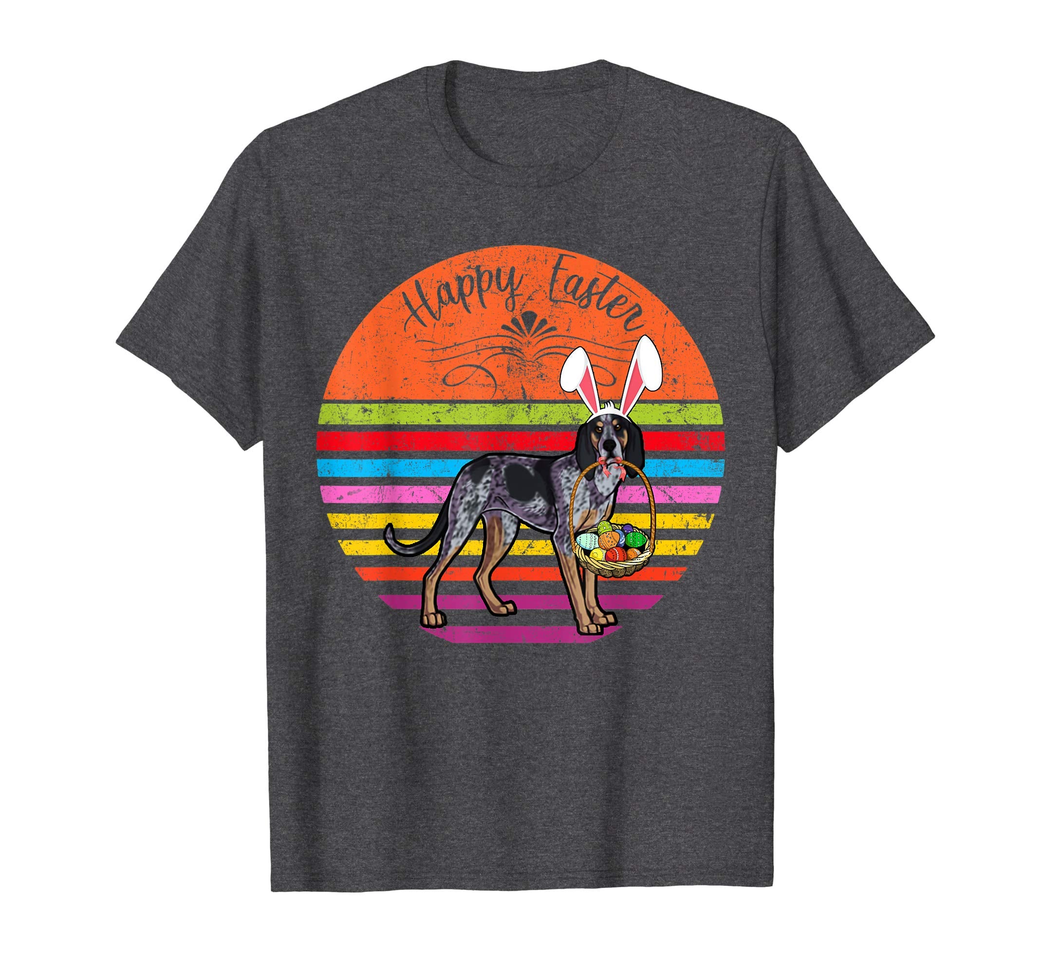 Cute Bluetick Coonhound Dog With Bunny Hat Easter Eggs Shirt