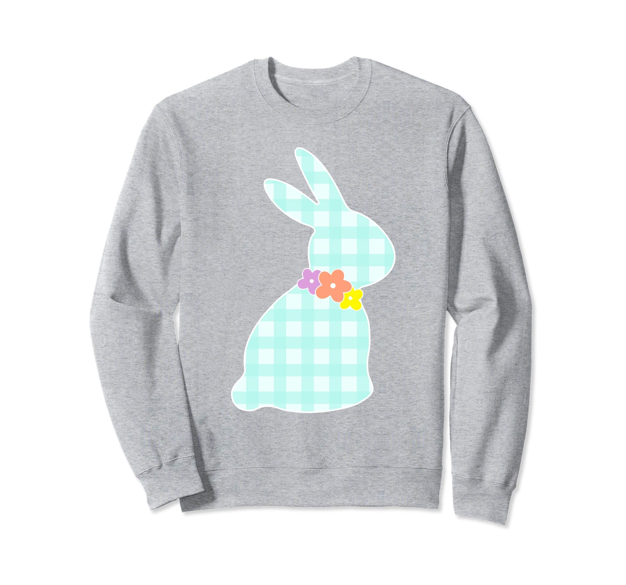 Bunny Buffalo Plaid Bow Happy Easter Women Sweatshirt Gift