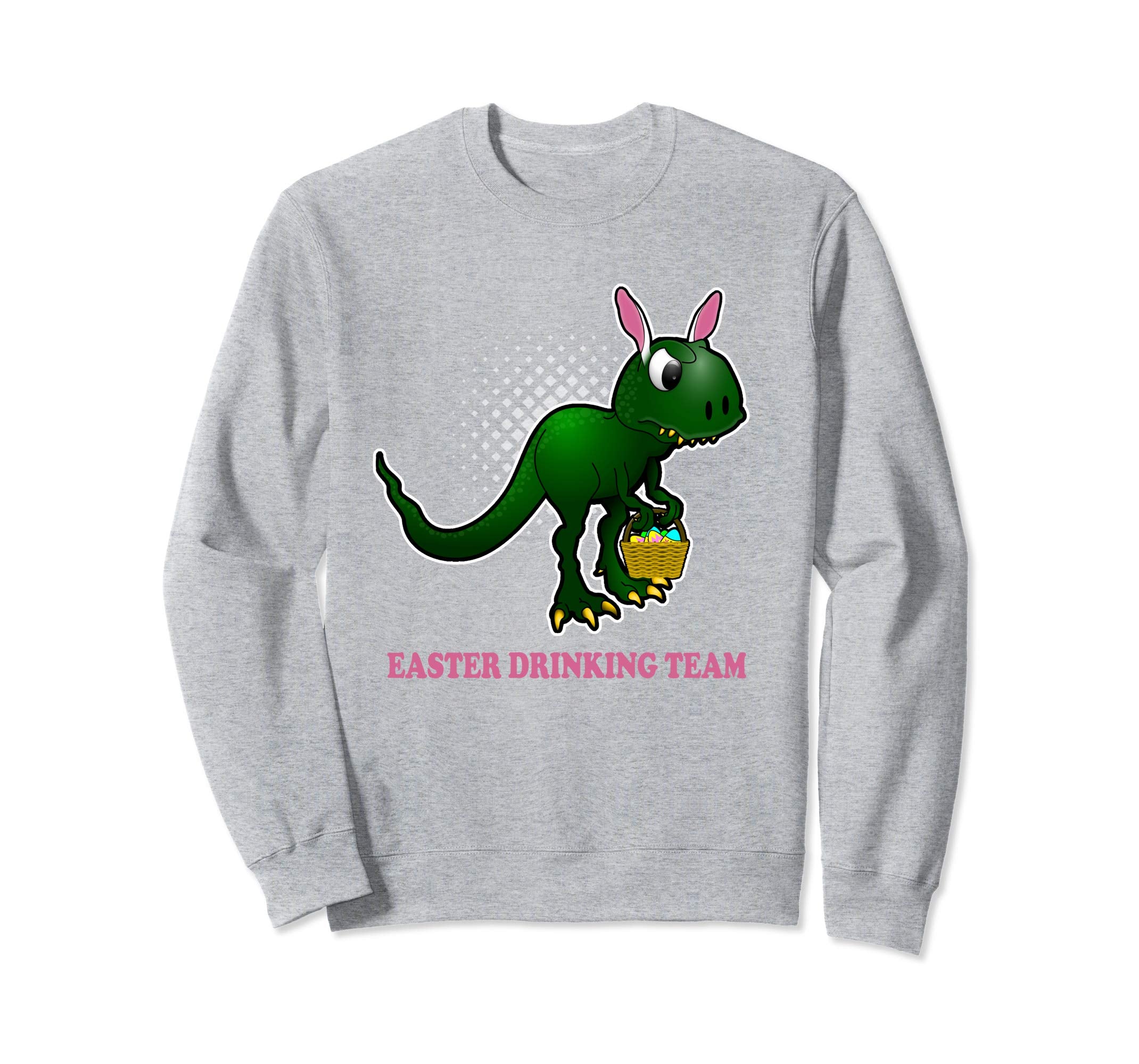 Easter T-Rex Bunny Ears Holding Easter Egg Basket Sweatshirt