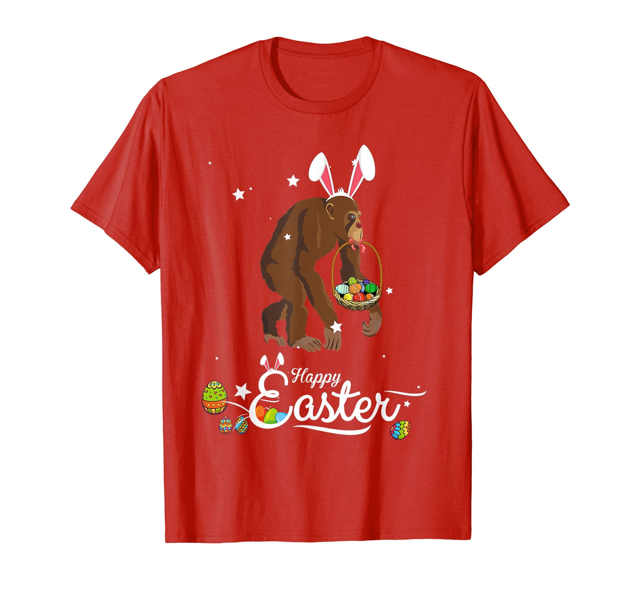 Cute Easter Monkey with Bunny Ears and Eggs T Shirt