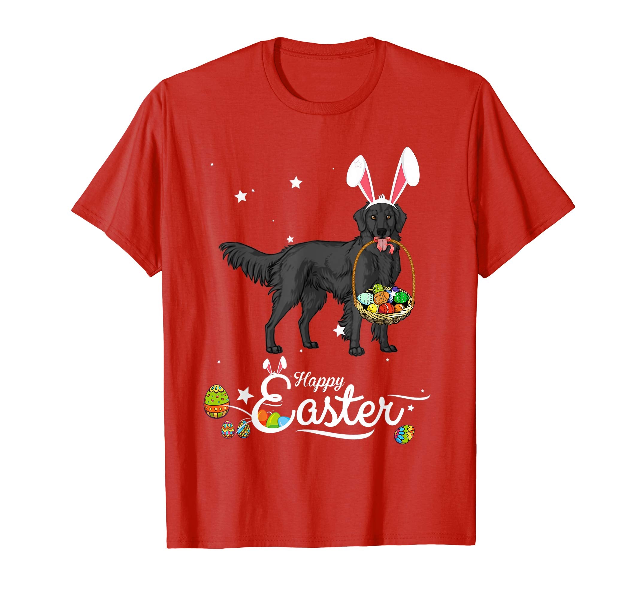 Flat Coated Dog With Bunny Hat Easter Costume T Shirt