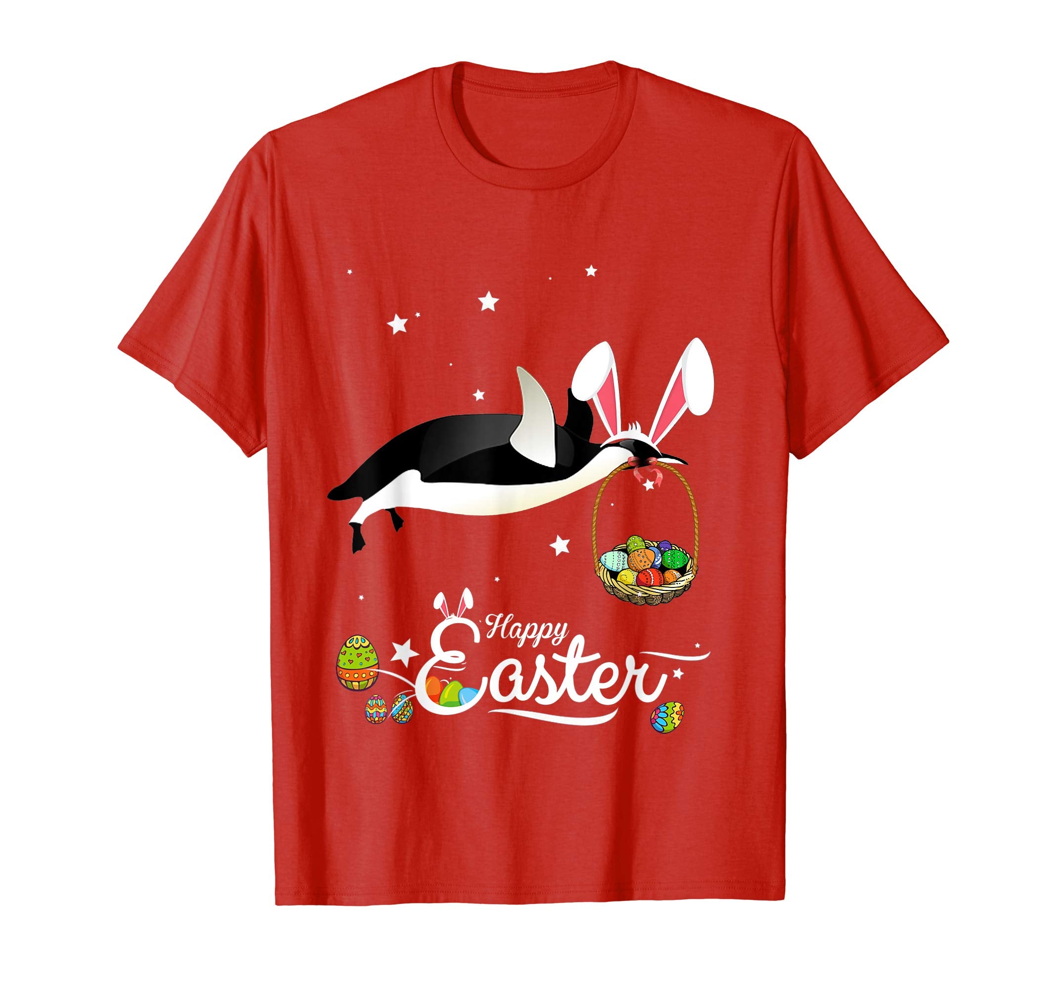Cute Easter Penguin with Bunny Ears and Eggs T Shirt