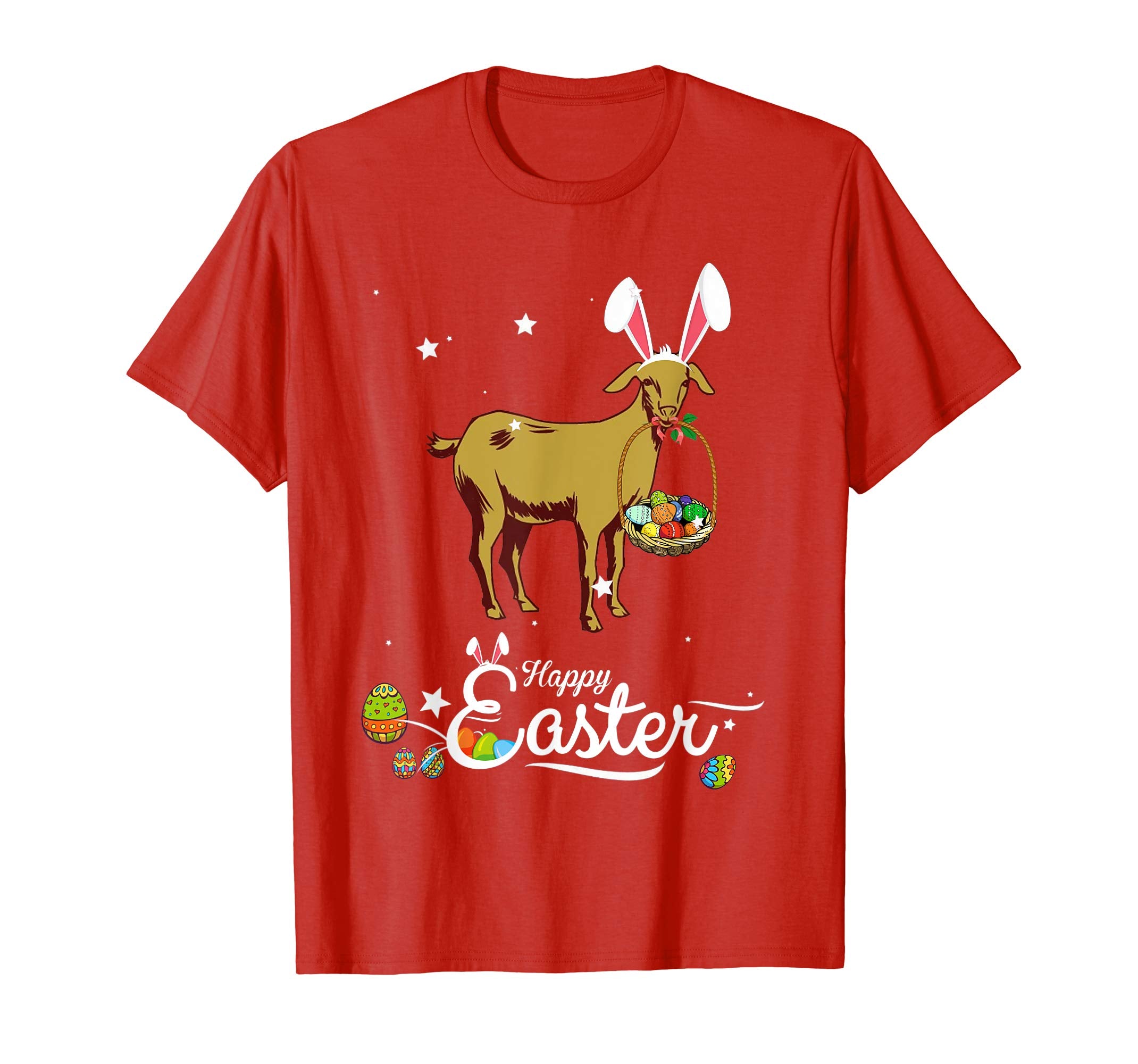 Cute Easter Goat with Bunny Ears and Eggs T Shirt