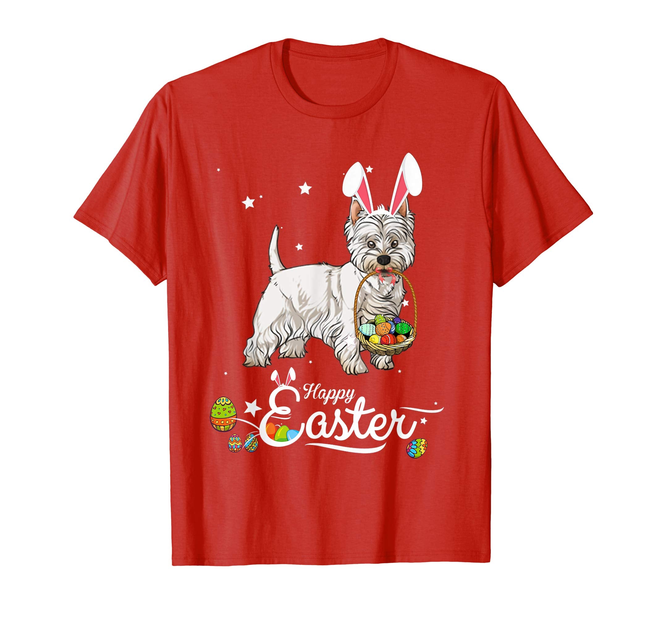 West Highland White Terrier Dog With Bunny Hat Easter TShirt